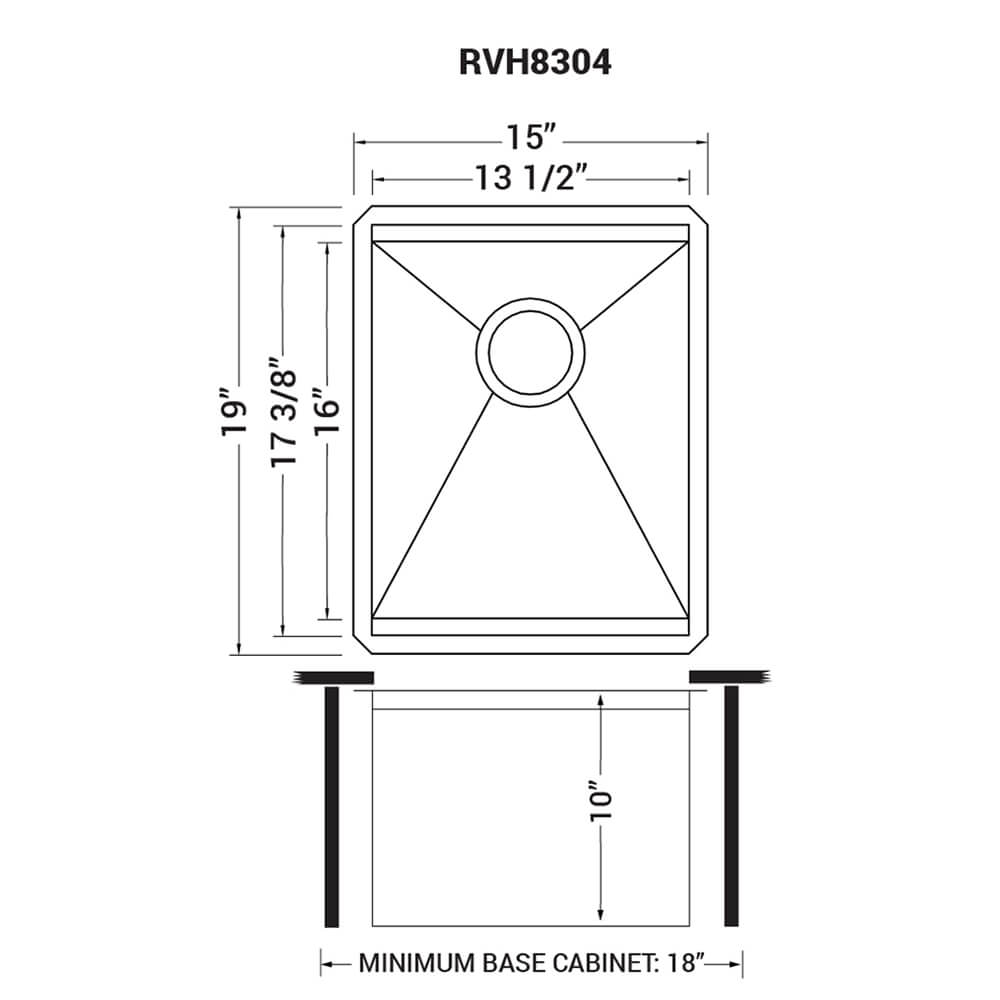 Alternate Image for Ruvati Roma 15" Undermount Rectangle Stainless Steel Workstation Bar/Prep Sink, 16 Gauge, RVH8304