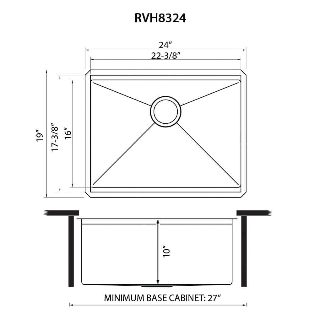 Alternate Image for Ruvati Roma Pro 24" Undermount Stainless Steel Workstation Kitchen Sink, 16 Gauge, Rounded Corners, RVH8324