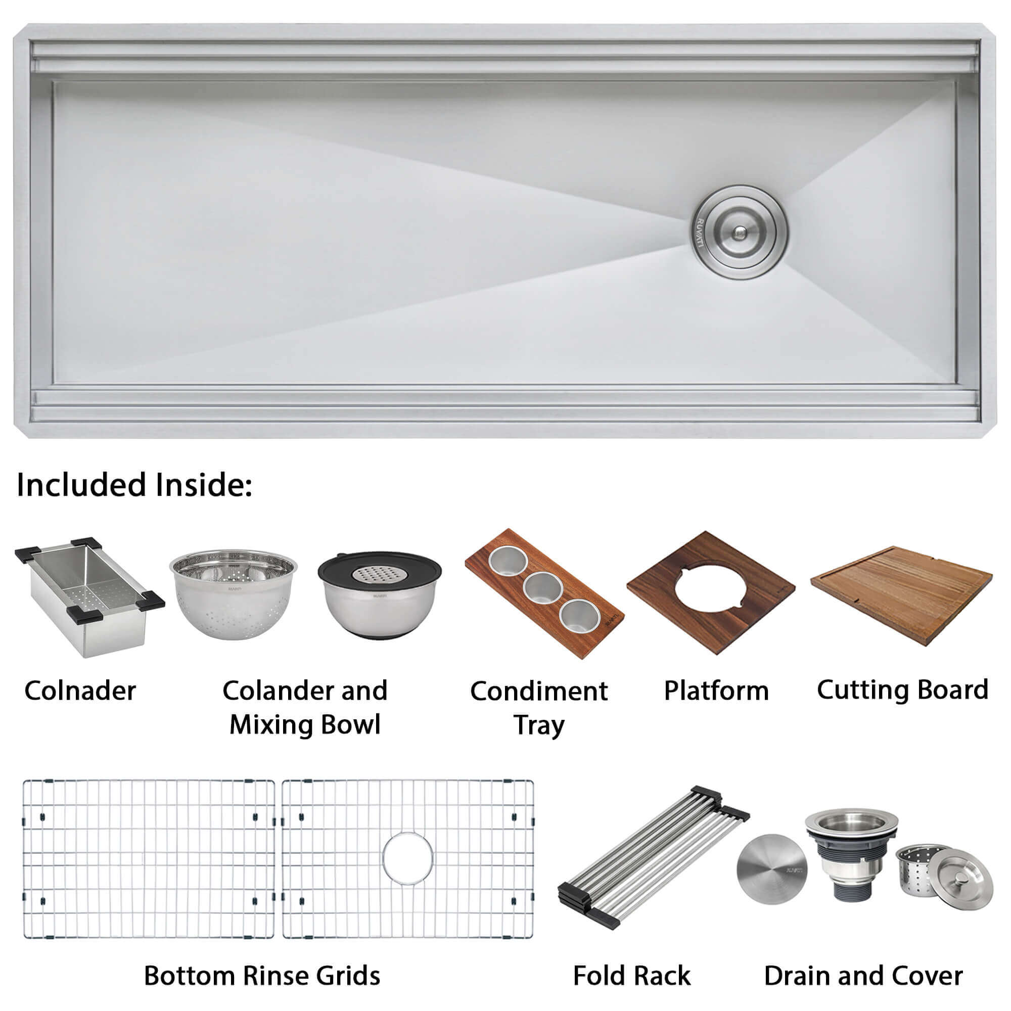 Alternate Image for Ruvati Dual-Tier 45" Undermount Stainless Steel Workstation Kitchen Sink, 16 Gauge, RVH8333