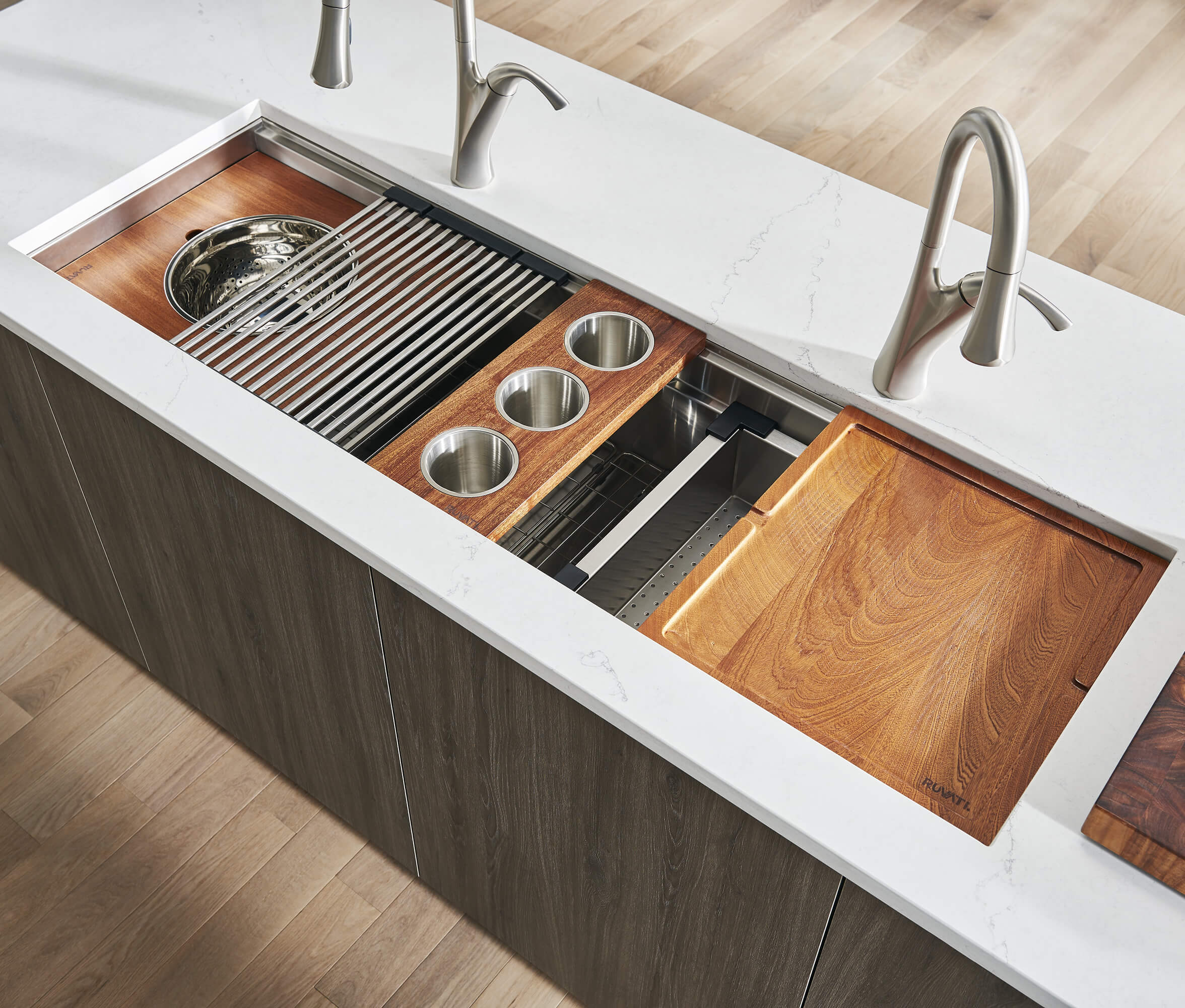 Main Image of Ruvati Dual-Tier 45" Undermount Stainless Steel Workstation Kitchen Sink, 16 Gauge, RVH8333