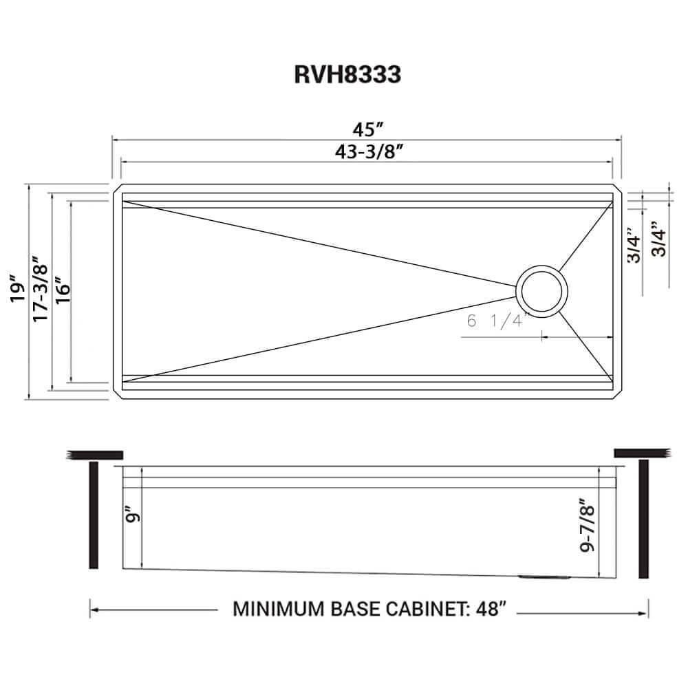 Alternate Image for Ruvati Dual-Tier 45" Undermount Stainless Steel Workstation Kitchen Sink, 16 Gauge, RVH8333