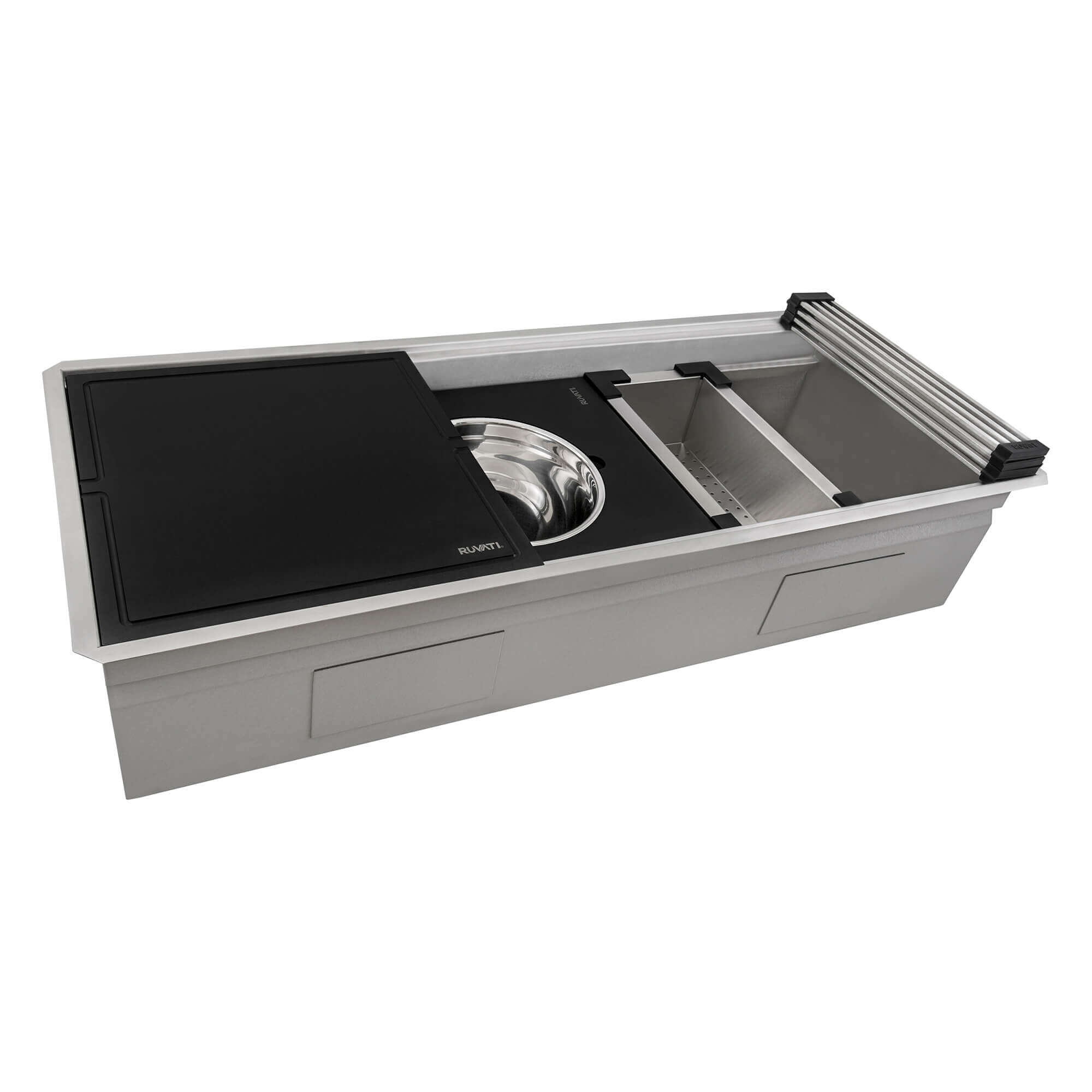 Alternate Image for Ruvati Dual-Tier Nova 45" Undermount Stainless Steel Workstation Kitchen Sink, 16 Gauge, RVH8335