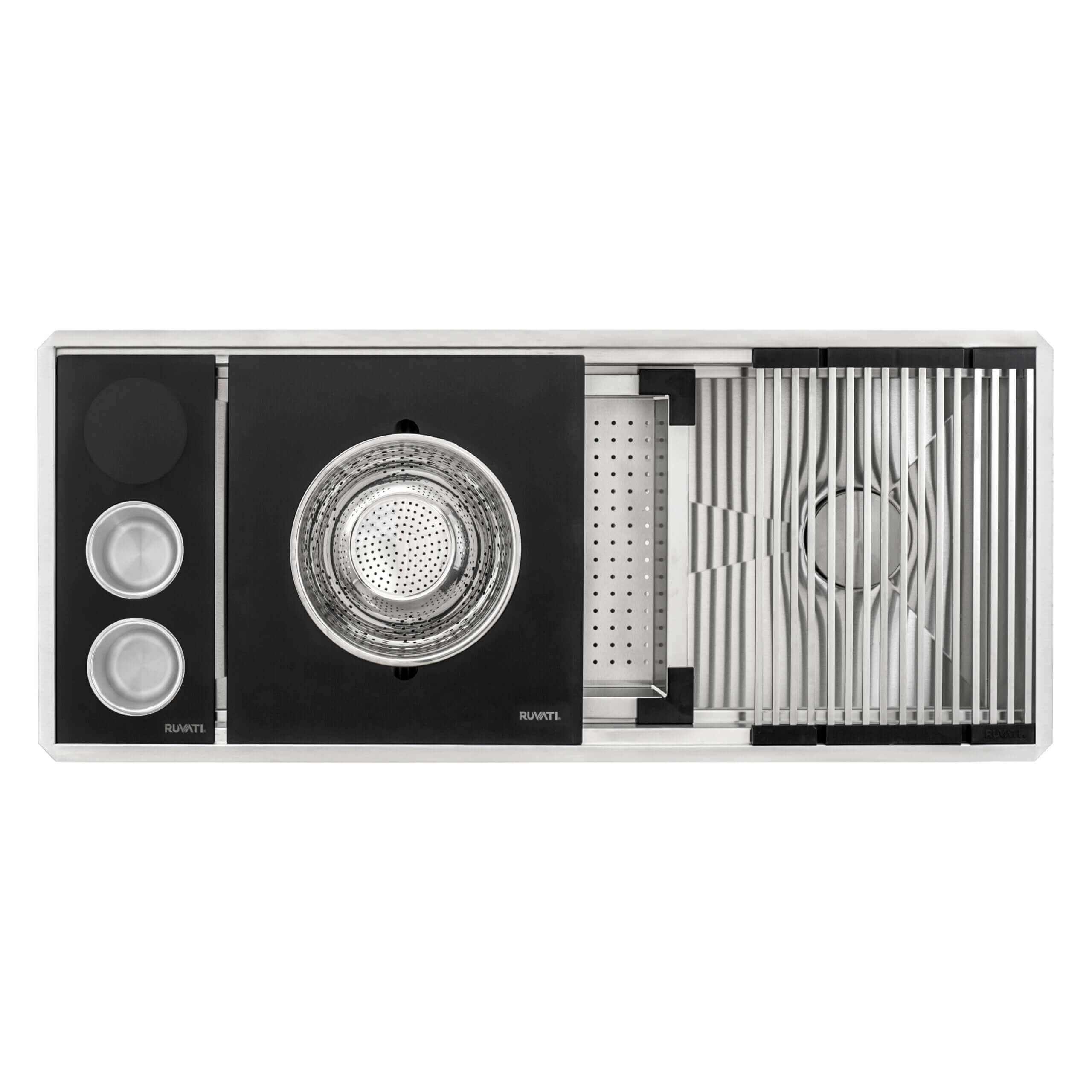 Alternate Image for Ruvati Dual-Tier Nova 45" Undermount Stainless Steel Workstation Kitchen Sink, 16 Gauge, RVH8335