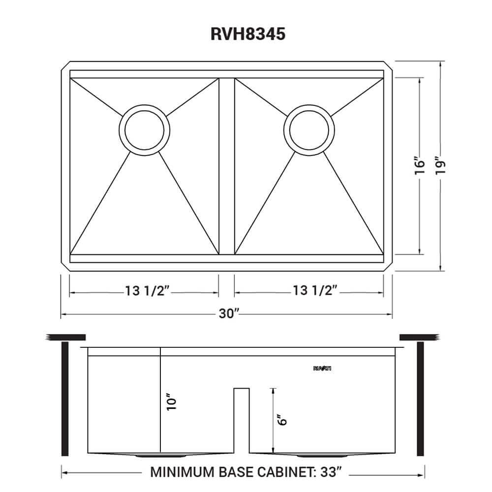 Alternate Image for Ruvati Roma 30" Undermount Stainless Steel Workstation Kitchen Sink, 50/50 Double Bowl, 16 Gauge, RVH8345