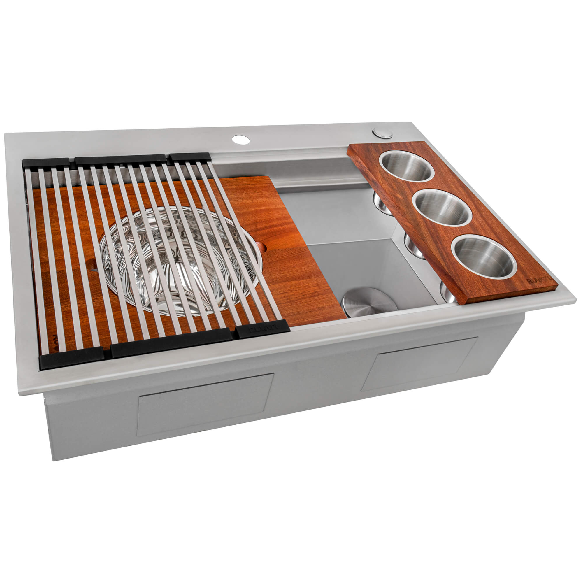 Alternative View of Ruvati Dual-Tier 33" Drop-in Topmount Stainless Steel Workstation Kitchen Sink, 16 Gauge, RVH8424
