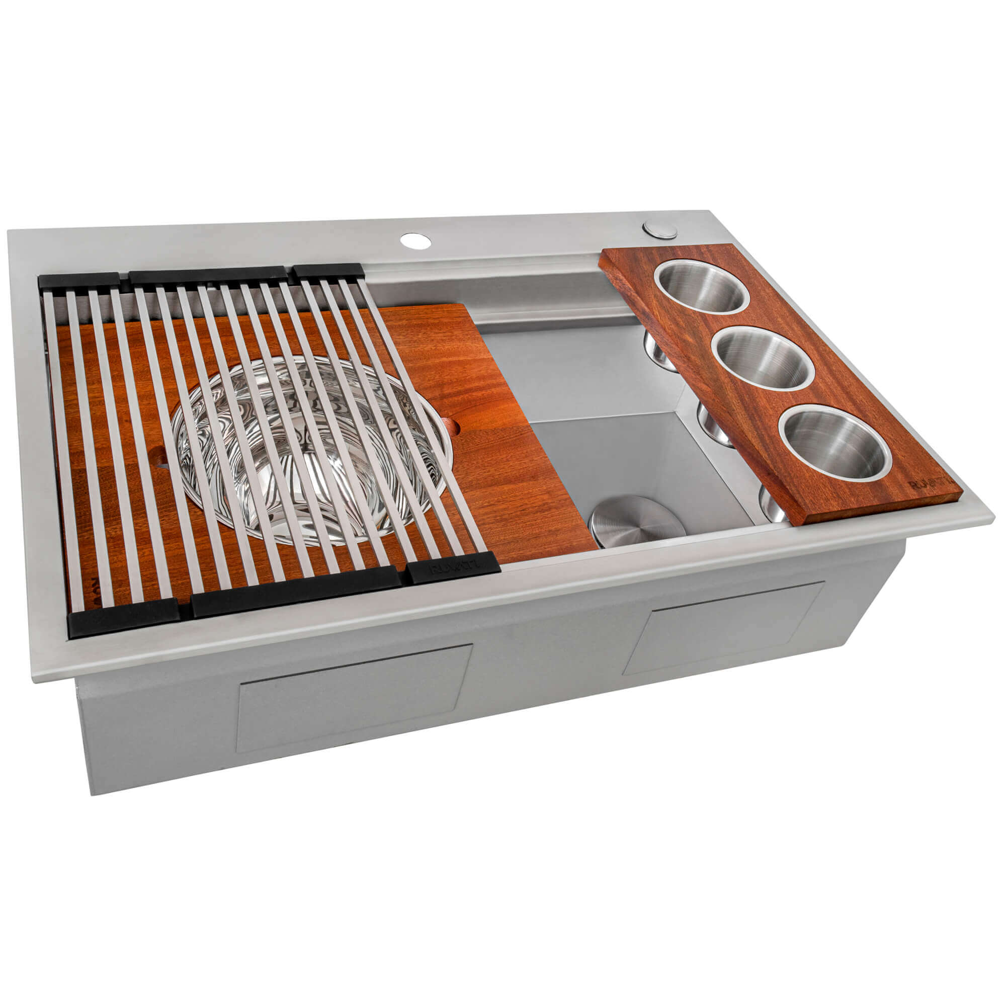 Alternate Image for Ruvati Dual-Tier 33" Drop-in Topmount Stainless Steel Workstation Kitchen Sink, 16 Gauge, RVH8424