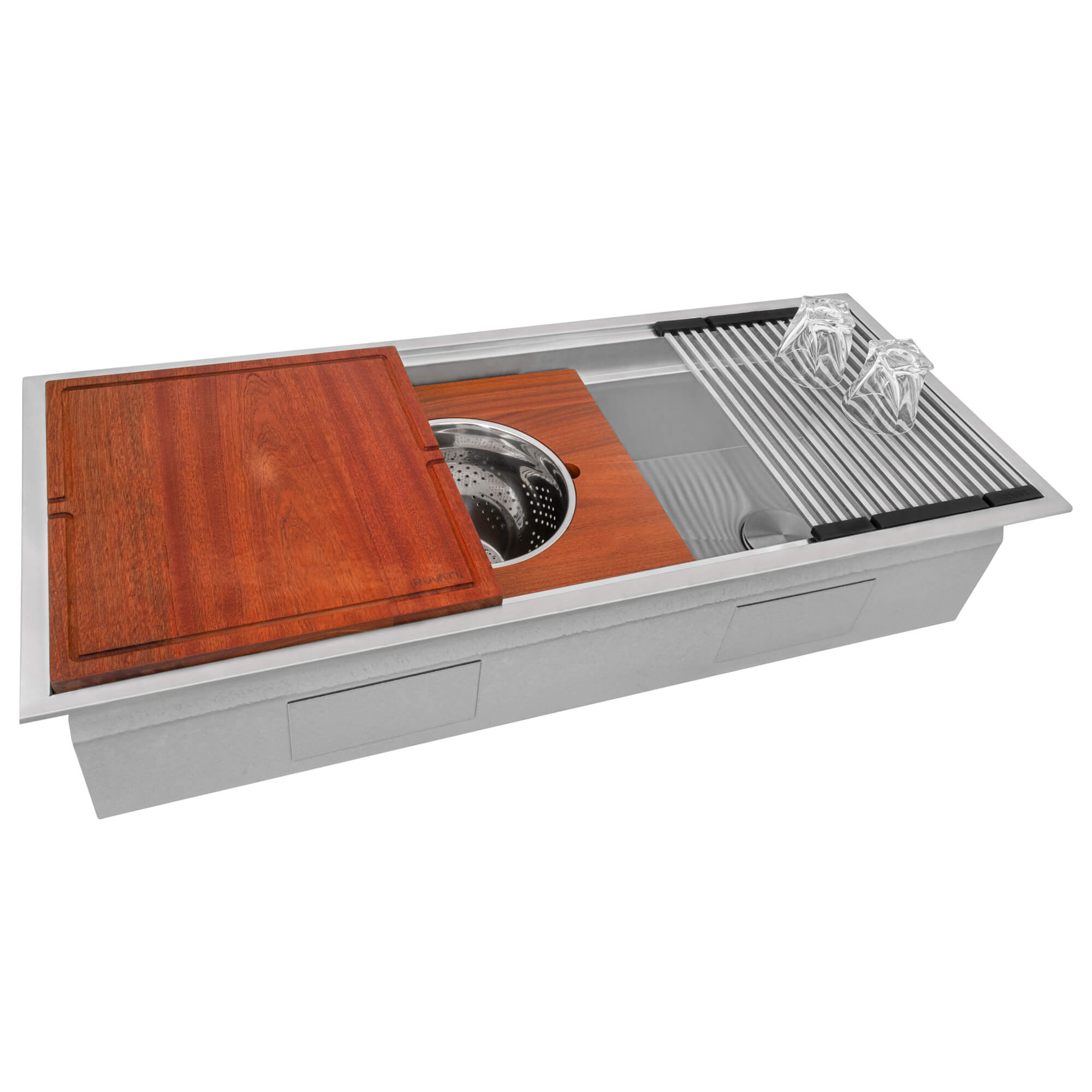 Alternative View of Ruvati Dual-Tier 45" Drop-in Topmount Stainless Steel Workstation Kitchen Sink, 16 Gauge, RVH8433