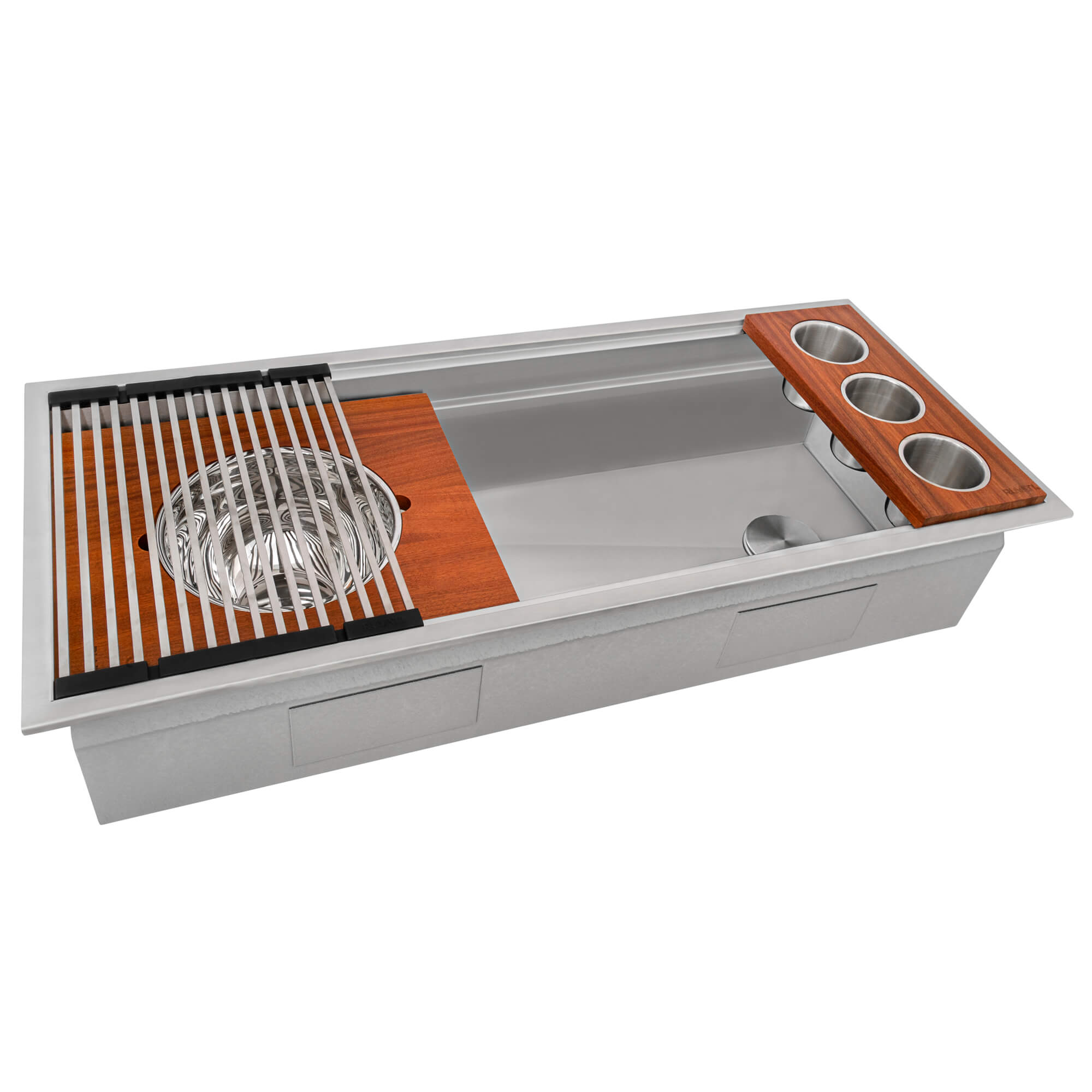 Alternate Image for Ruvati Dual-Tier 45" Drop-in Topmount Stainless Steel Workstation Kitchen Sink, 16 Gauge, RVH8433