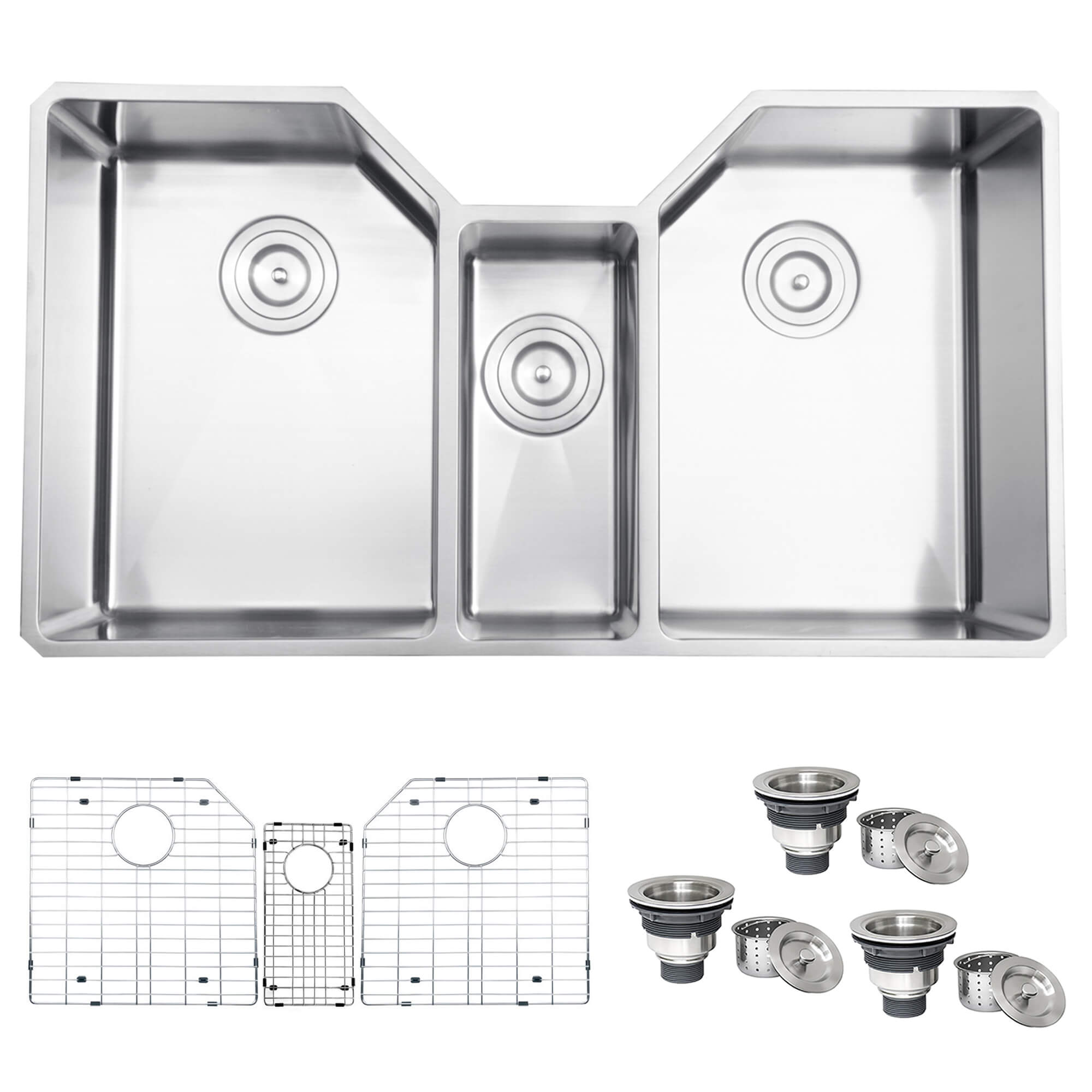 Alternative View of Ruvati Gravena 35" Undermount Stainless Steel Kitchen Sink, 40/20/40 Triple Bowl, 16 Gauge, RVH8500