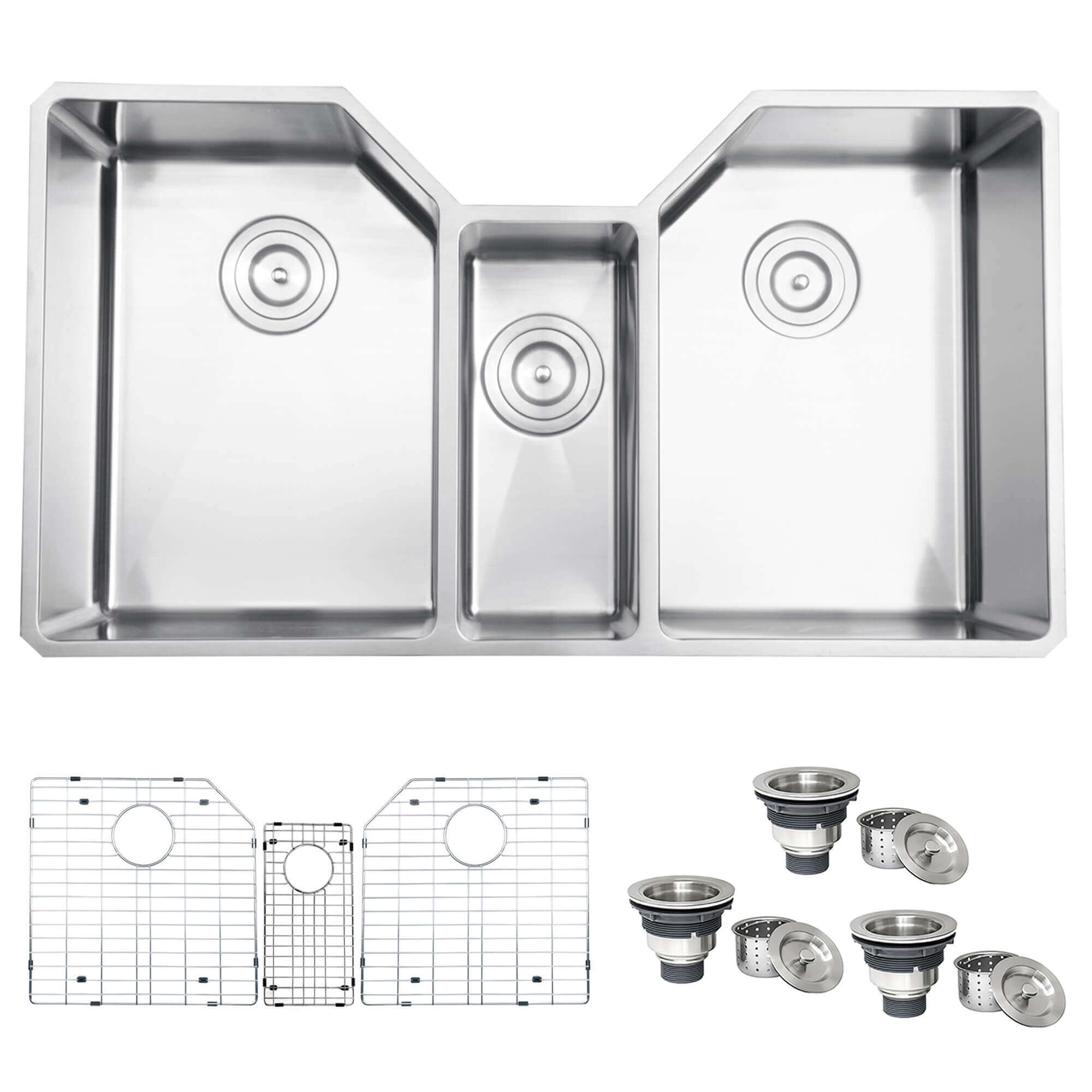 Alternate Image for Ruvati Gravena 35" Undermount Stainless Steel Kitchen Sink, 40/20/40 Triple Bowl, 16 Gauge, RVH8500