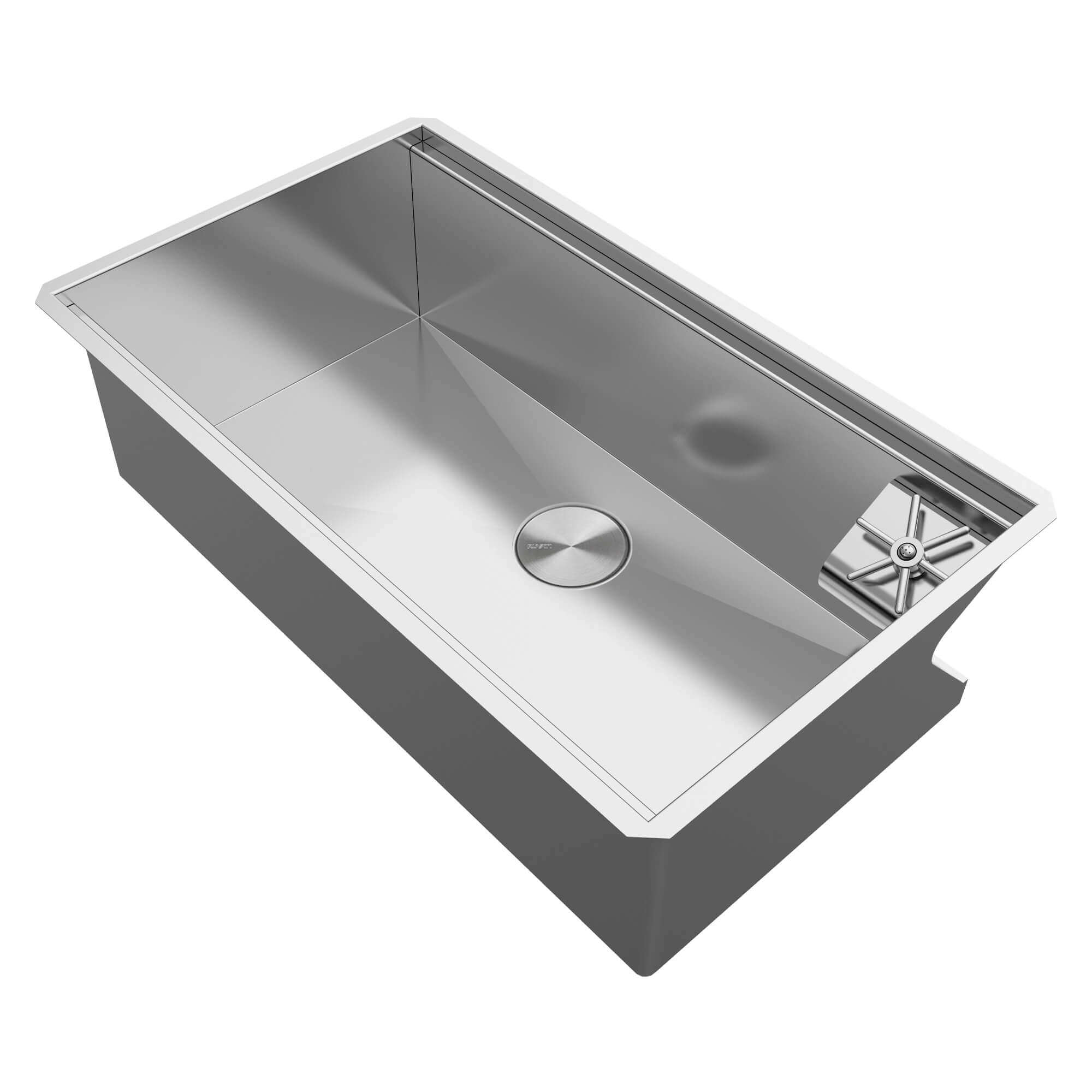 Alternate Image for Ruvati Ibiza 32-inch Glass Rinser and Sink Combo Workstation Ledge Undermount 16 Gauge Stainless Steel Kitchen Sink Single Bowl, 16, RVH8512