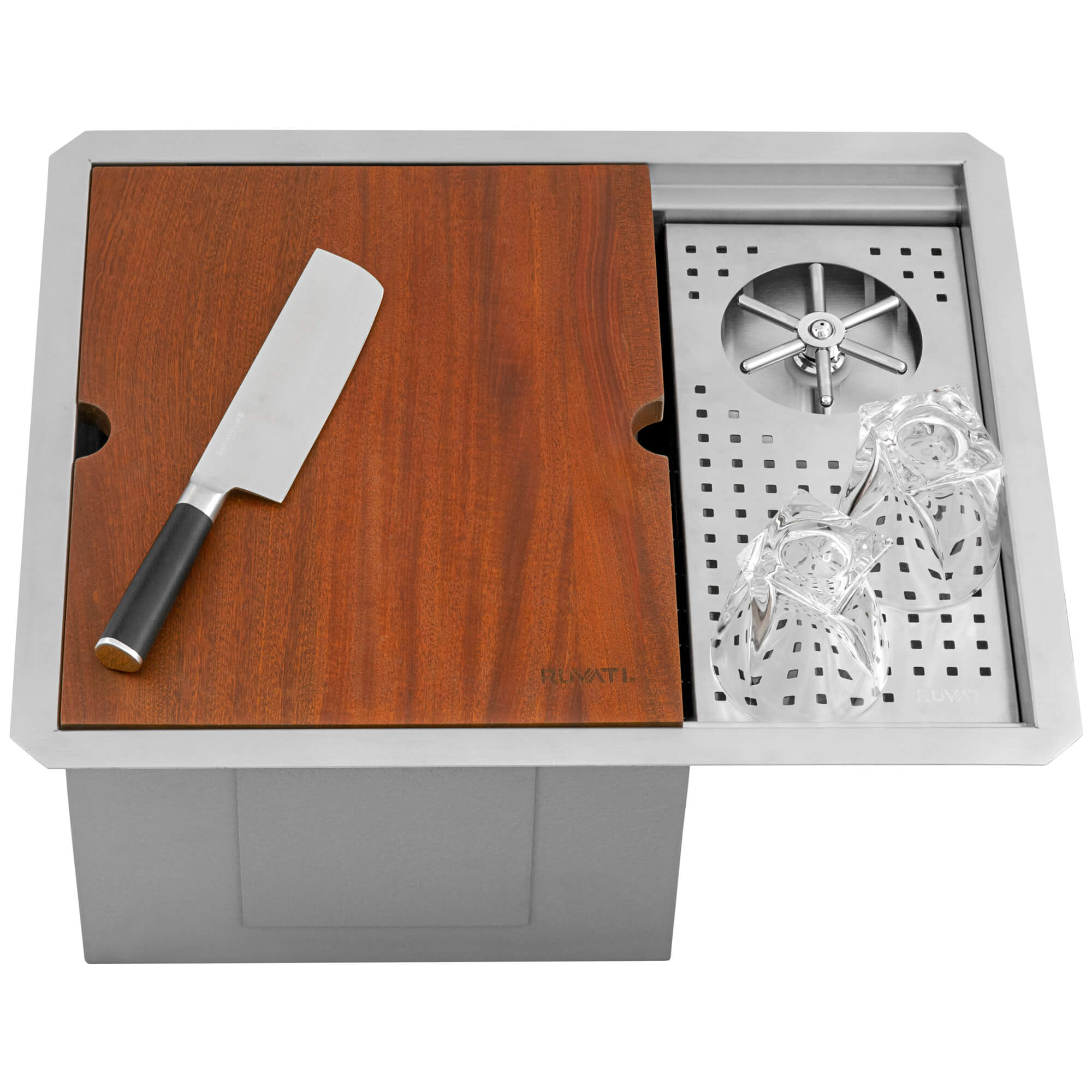 Alternate Image for Ruvati Glass Rinser and Sink Combo 22 inch Workstation for Wet Bar Bottle Washer Undermount, RVH8542ST