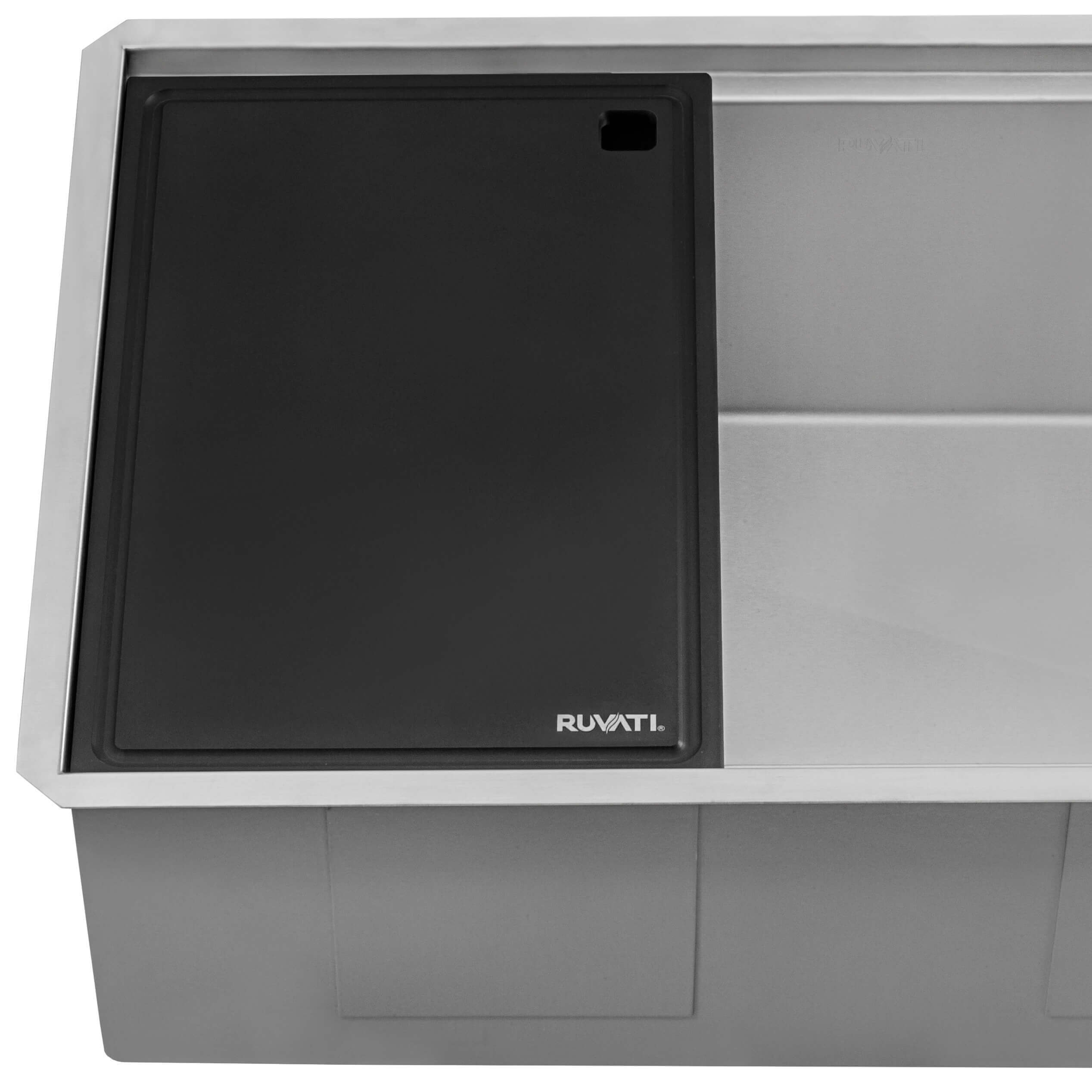 Alternate Image for Ruvati Veniso Nova 33" Slope Bottom Offset Drain Undermount Stainless Steel Workstation Kitchen Sink, 16 Gauge, RVH8597