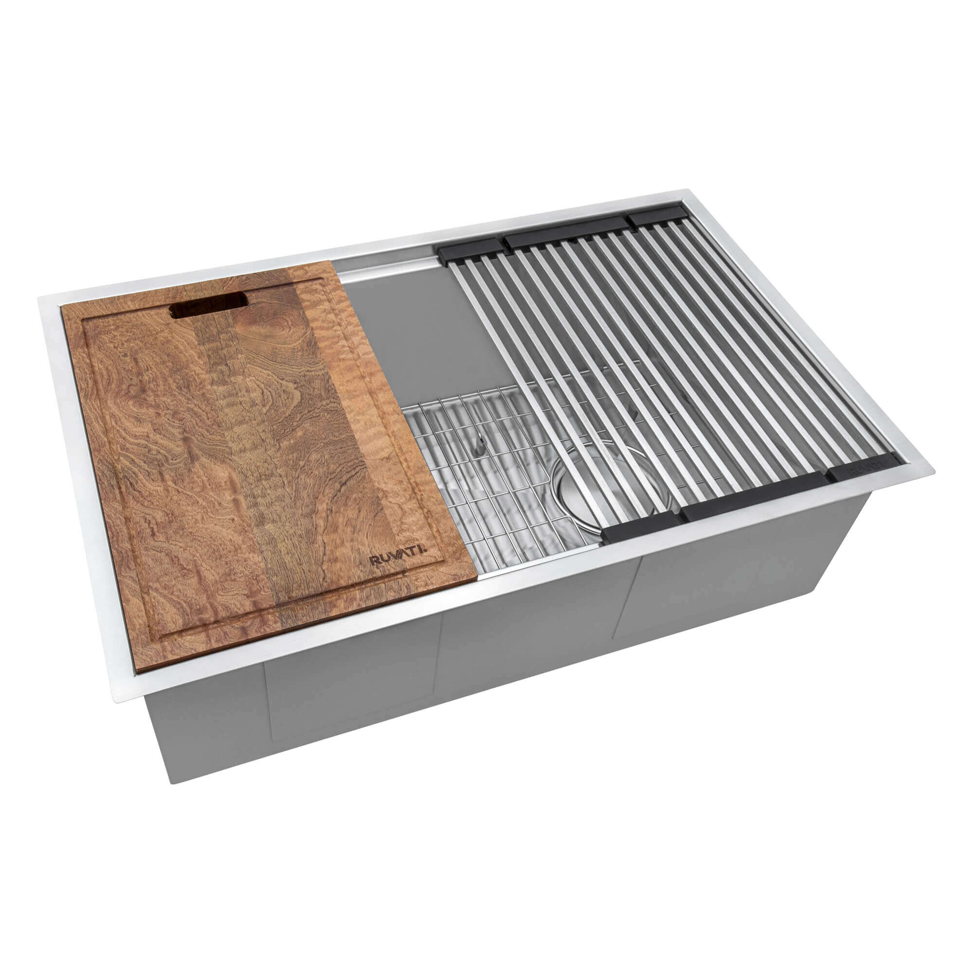 Alternate Image for Ruvati Veniso 36" Slope Bottom Offset Drain Undermount Stainless Steel Workstation Kitchen Sink, 16 Gauge, RVH8596