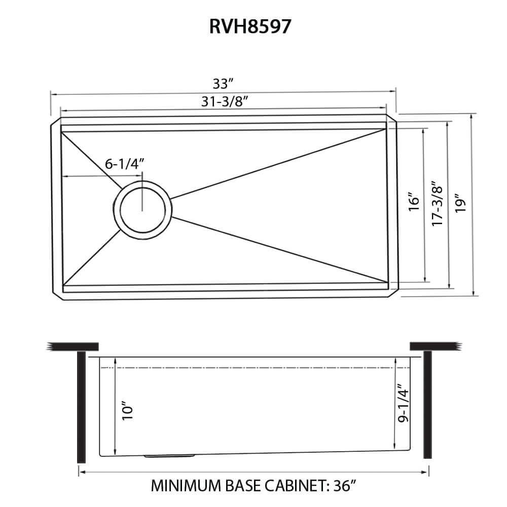 Alternate Image for Ruvati Veniso Nova 33" Slope Bottom Offset Drain Undermount Stainless Steel Workstation Kitchen Sink, 16 Gauge, RVH8597
