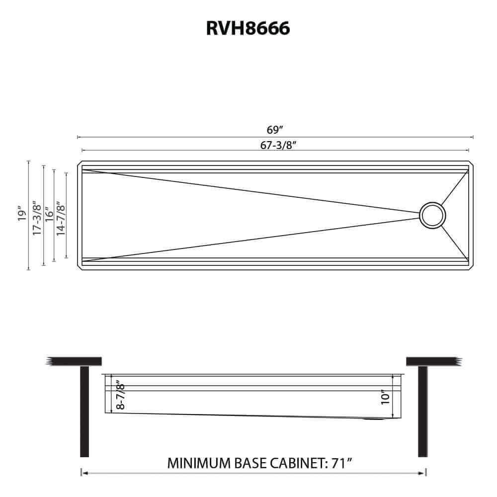 Alternate Image for Ruvati Dual-Tier 69-inch Workstation Two-Tiered Ledge Kitchen Sink Undermount 16 Gauge Stainless Steel, 16, RVH8666
