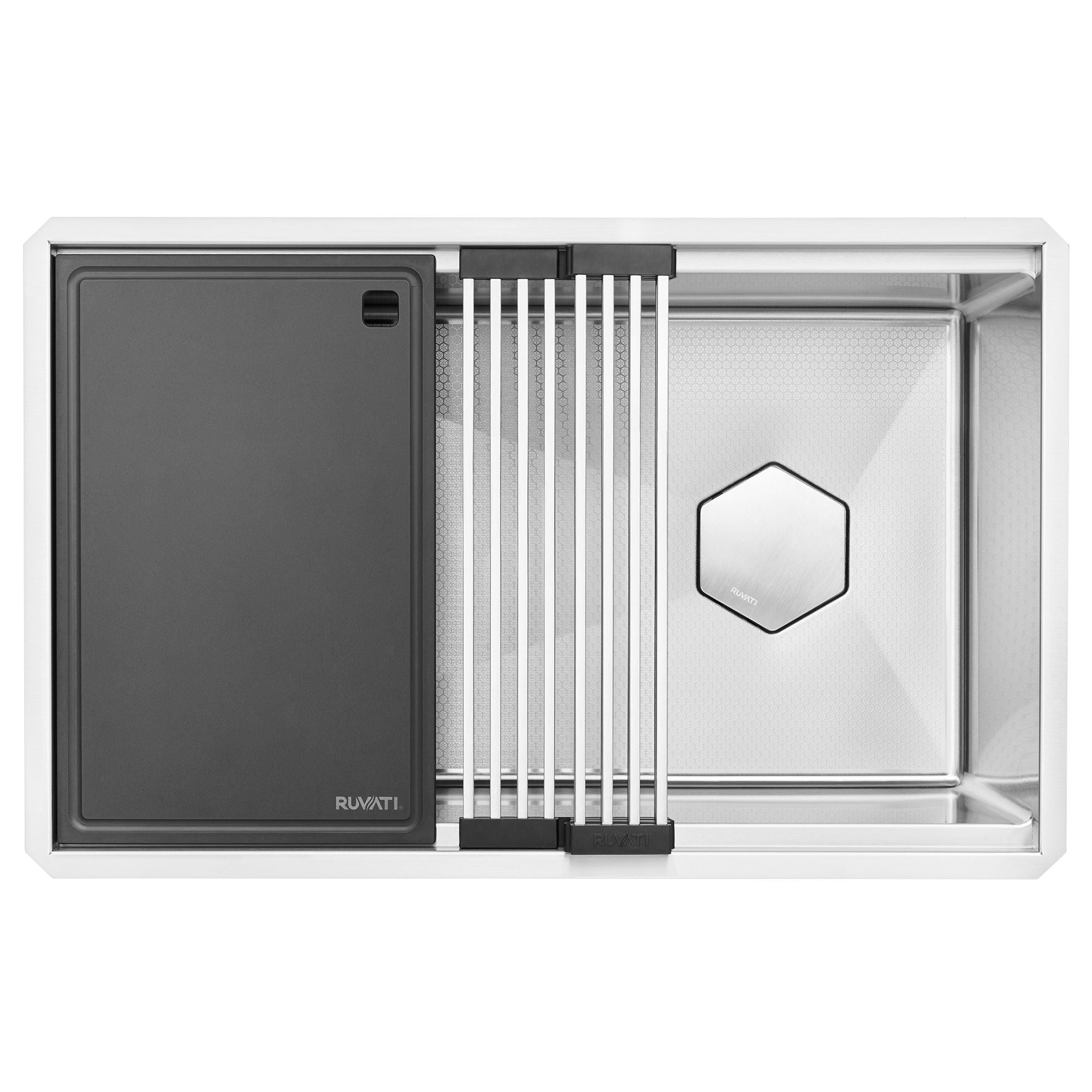 Ruvati Roma Hex 30" Undermount Stainless Steel Workstation Kitchen Sink, RVH8830