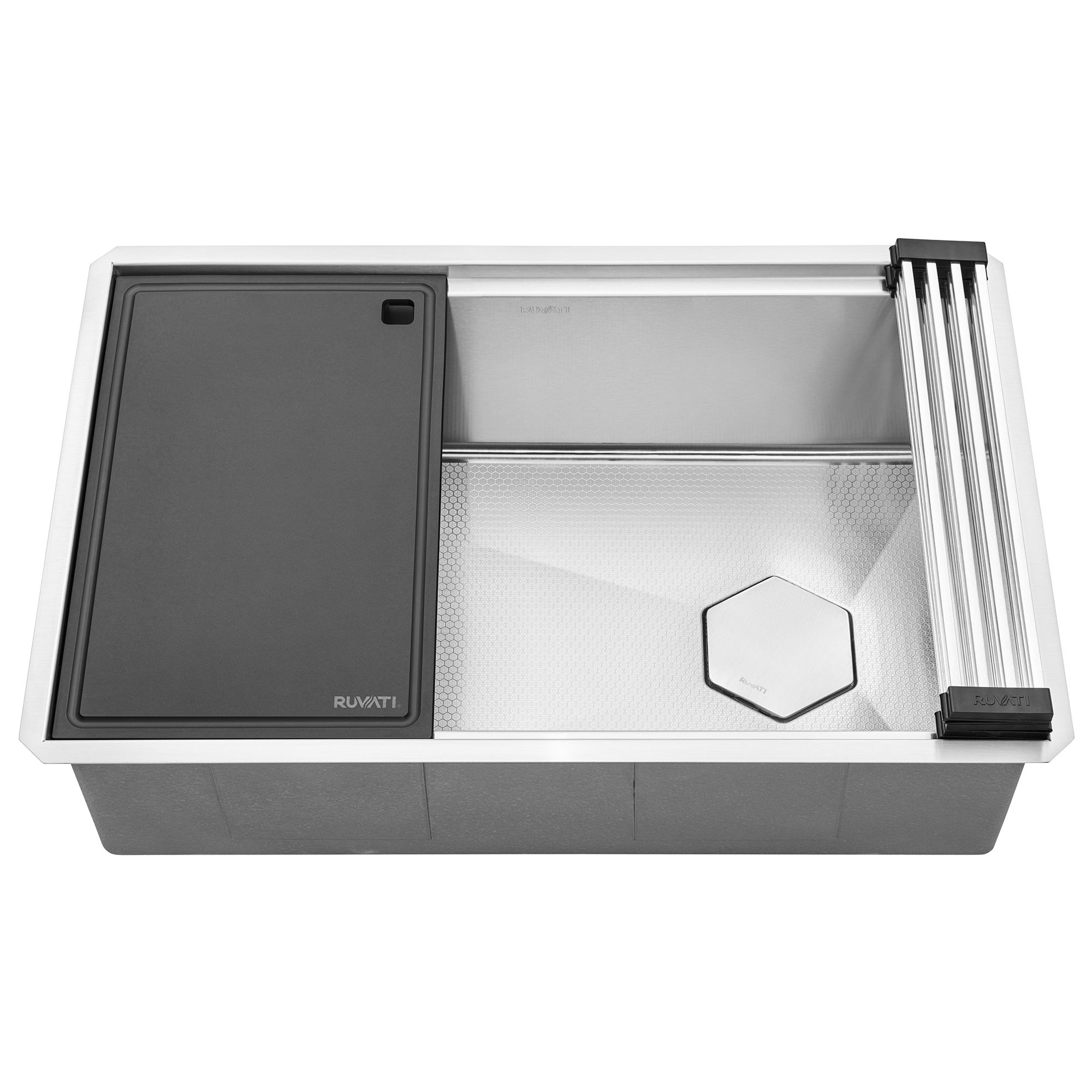 Ruvati Roma Hex 30" Undermount Stainless Steel Workstation Kitchen Sink, RVH8830 Product Image