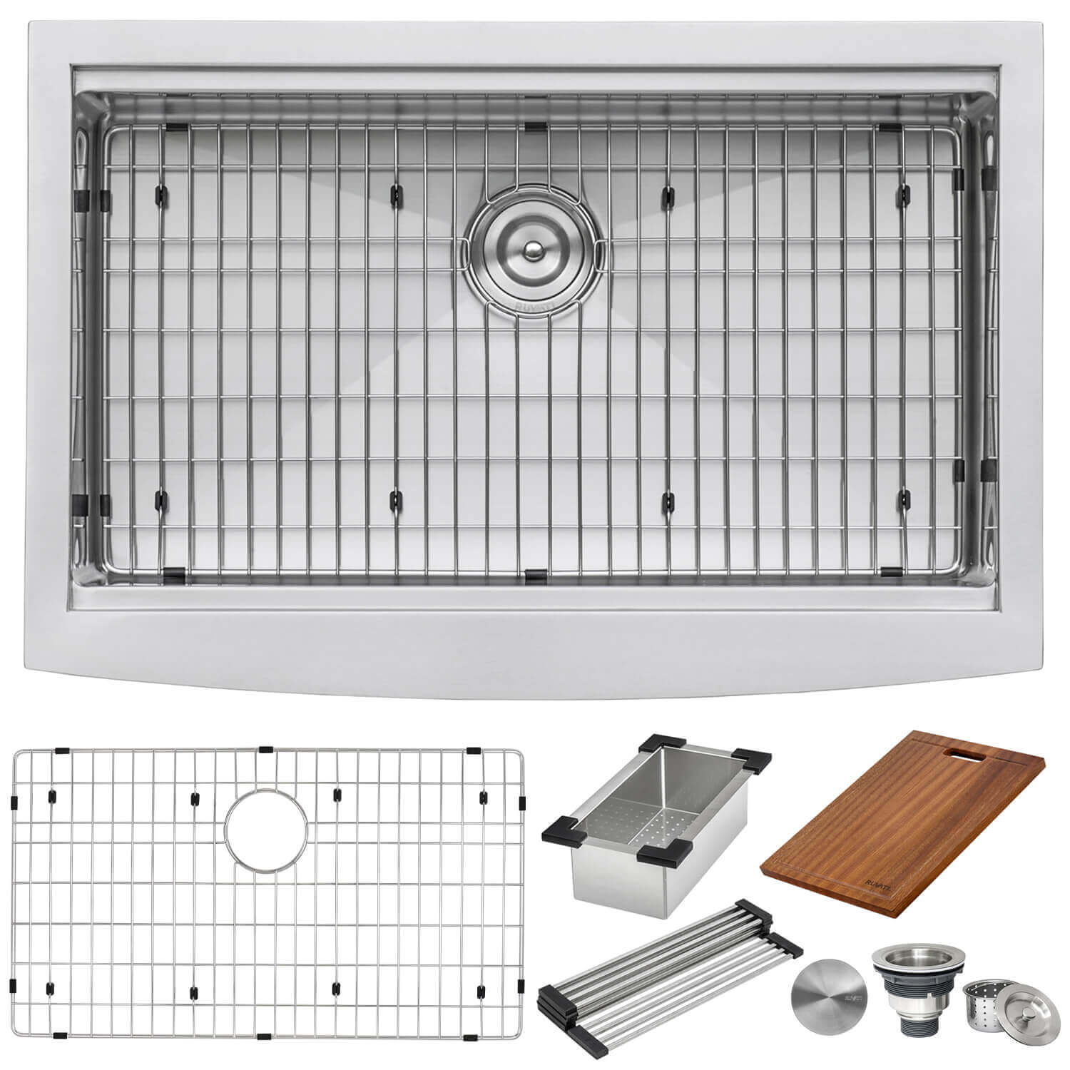 Alternative View of Ruvati Verona 33" Stainless Steel Workstation Apron-front Farmhouse Sink, 16 Gauge, RVH9200
