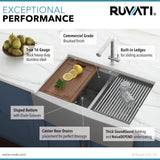 Alternative View of Ruvati Verona 33" Stainless Steel Workstation Apron-front Farmhouse Sink, 60/40 Low Divide Double Bowl, 16 Gauge, RVH9201