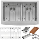 Alternative View of Ruvati Verona 33" Stainless Steel Workstation Apron-front Farmhouse Sink, 60/40 Low Divide Double Bowl, 16 Gauge, RVH9201