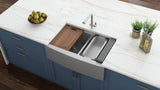 Alternative View of Ruvati Verona 36" Stainless Steel Workstation Apron-front Farmhouse Sink, 50/50 Low Divide Double Bowl, 16 Gauge, RVH9301