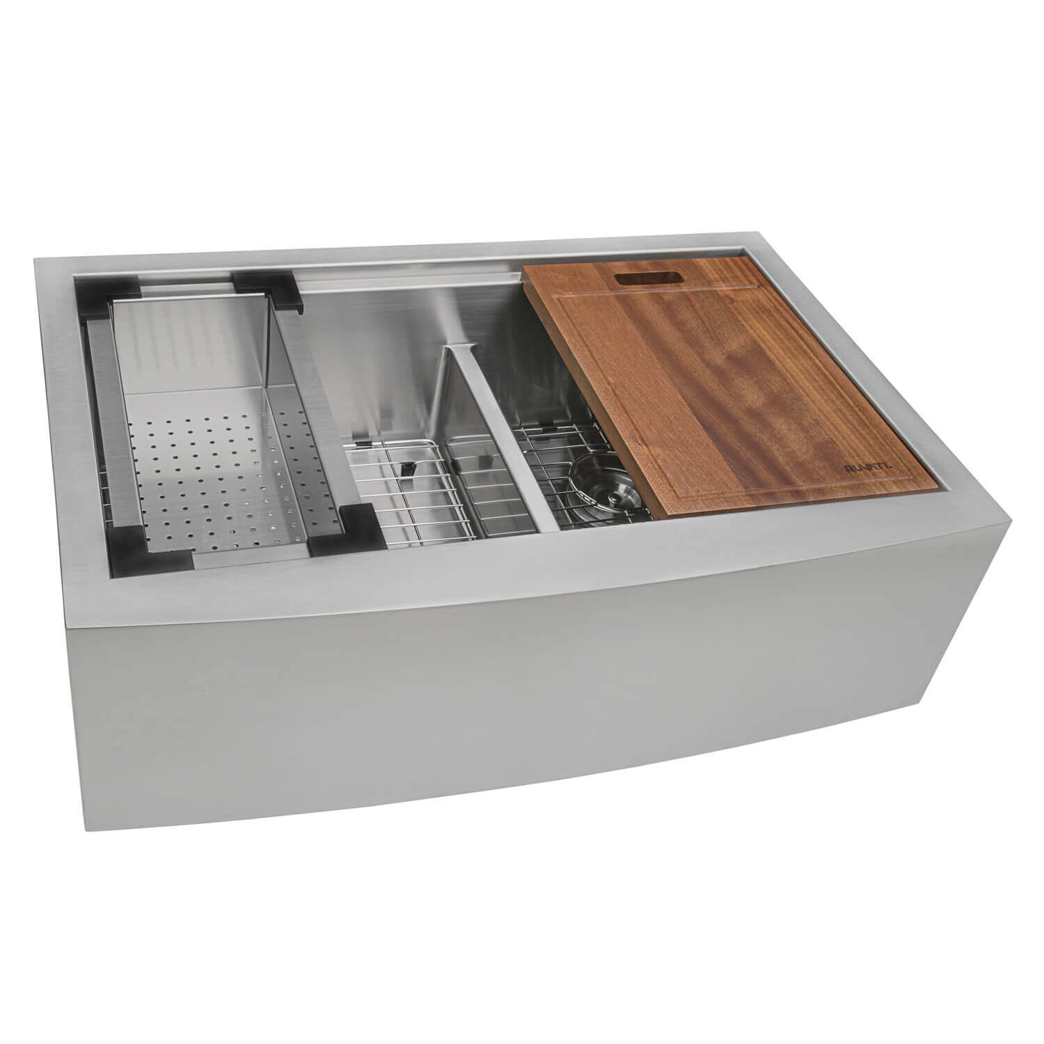 Alternative View of Ruvati Verona 36" Stainless Steel Workstation Apron-front Farmhouse Sink, 50/50 Low Divide Double Bowl, 16 Gauge, RVH9301