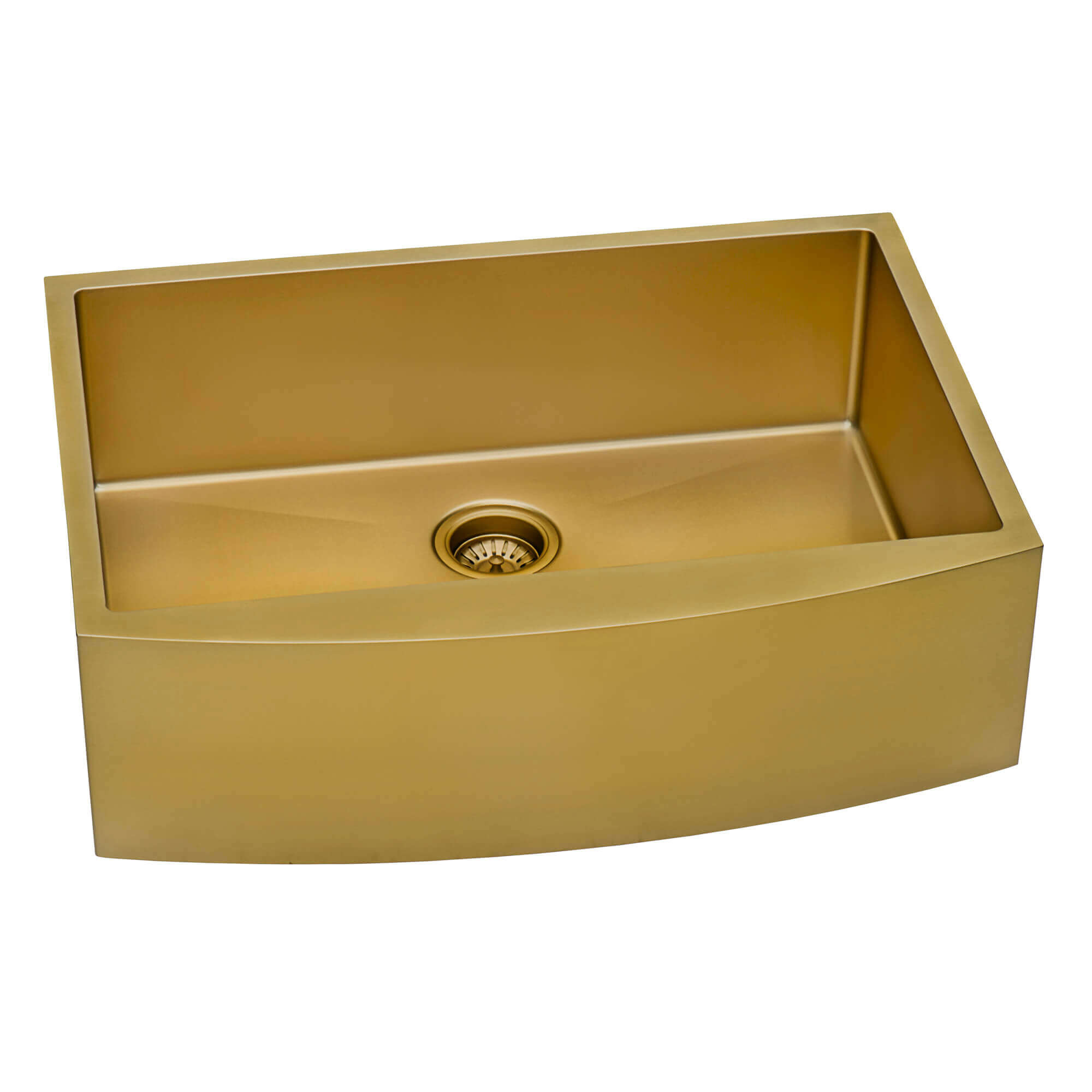 Alternate Image for Ruvati Terraza 30" Stainless Steel Apron-front Farmhouse Sink, Brass Tone Matte Gold, 16 Gauge, RVH9660GG