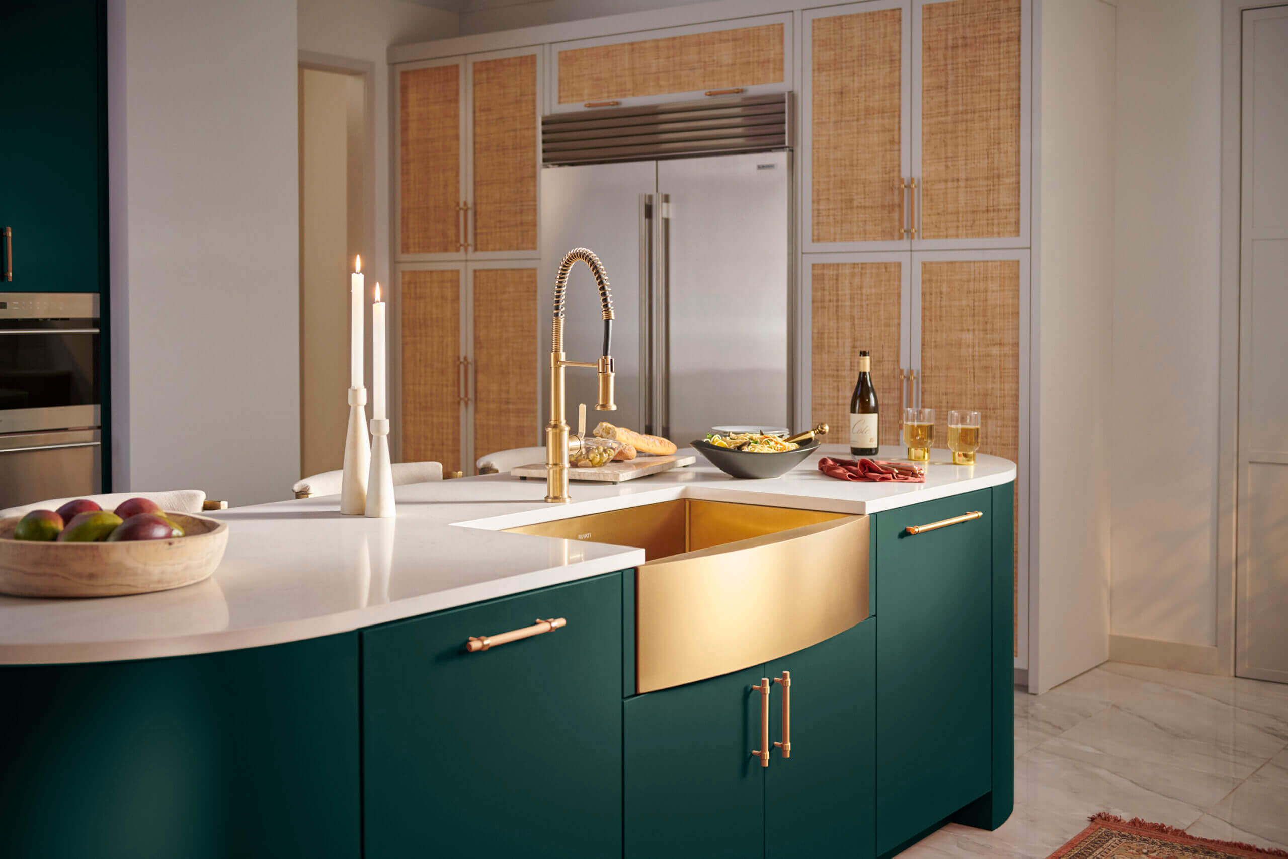 Alternate Image for Ruvati Terraza 30" Stainless Steel Apron-front Farmhouse Sink, Brass Tone Matte Gold, 16 Gauge, RVH9660GG