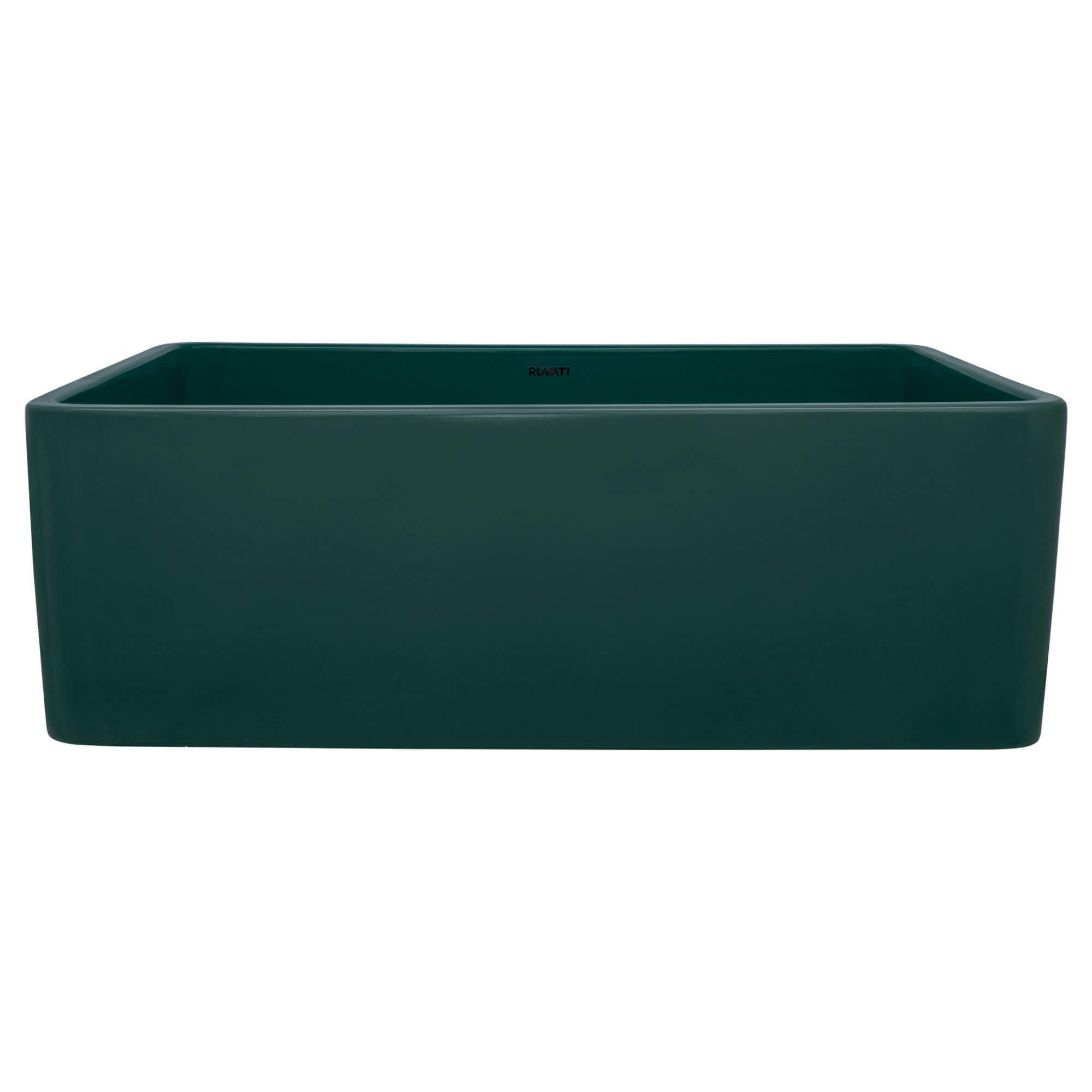 Alternative View of Ruvati Fiamma 33 x 20 inch Fireclay Reversible Farmhouse Apron-Front Kitchen Sink Single Bowl, Emerald Green, RVL2300EG