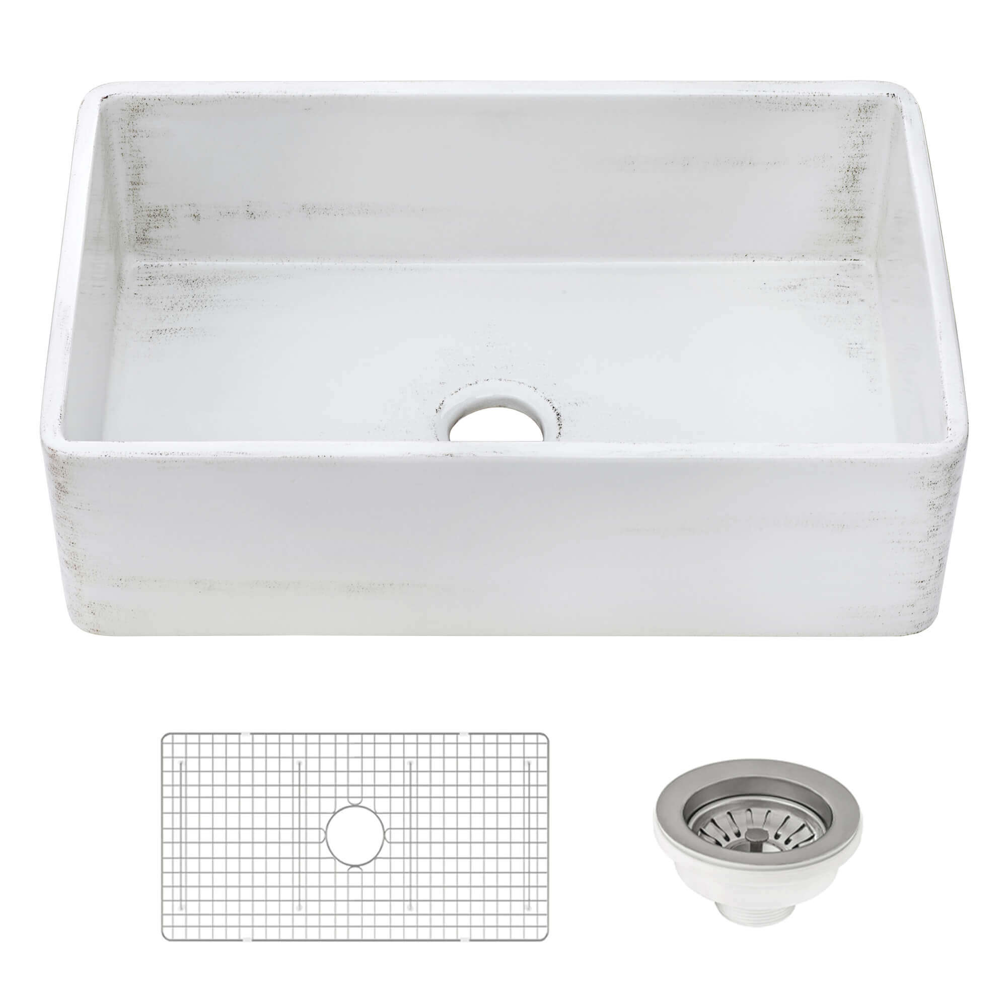 Alternative View of Ruvati Fiamma 33" Reversible Fireclay Apron-front Farmhouse Sink, Distressed White, RVL2300SW