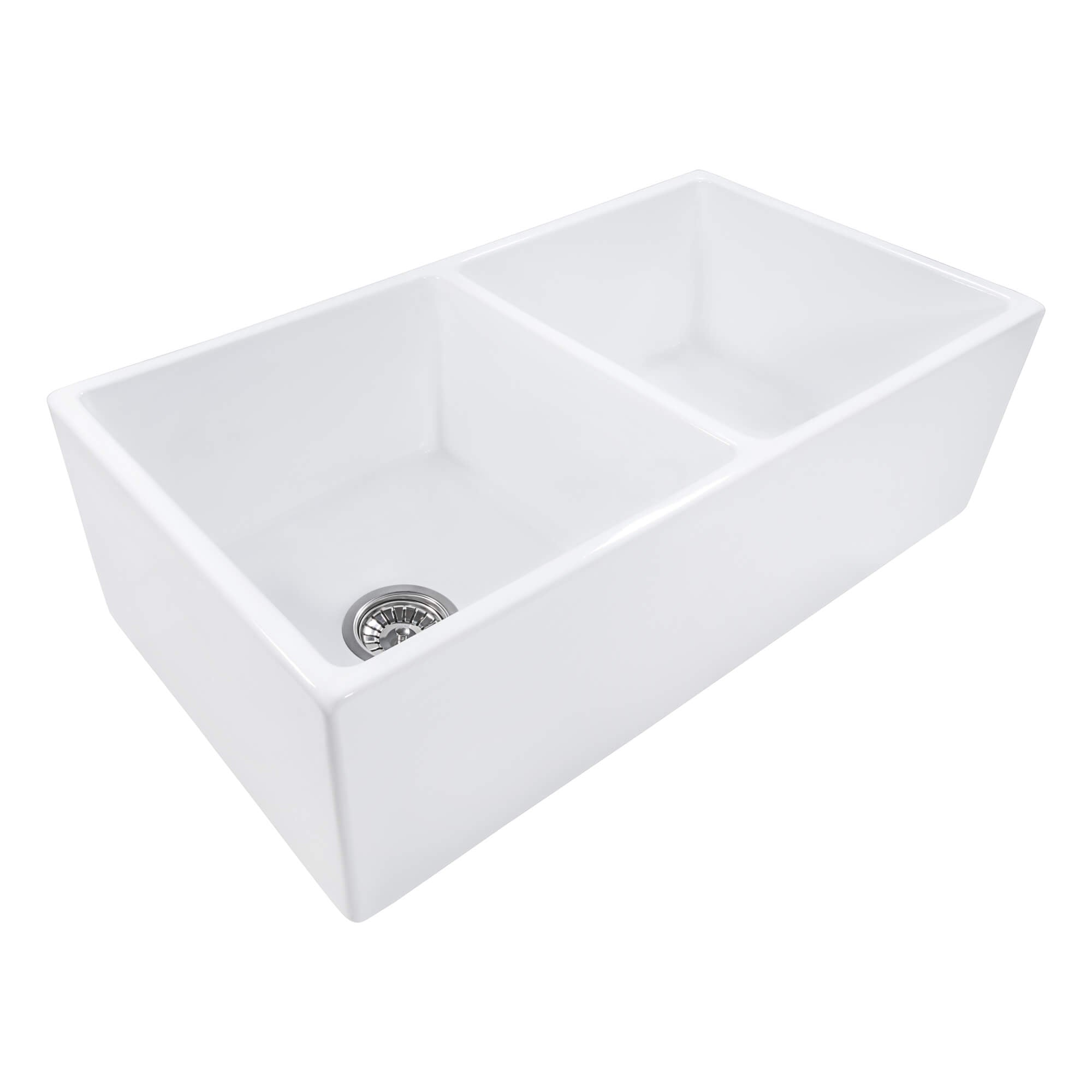 Alternate Image for Ruvati Fiamma 33" Fireclay Apron-front Farmhouse Sink, 50/50 Double Bowl, White, RVL2311WH
