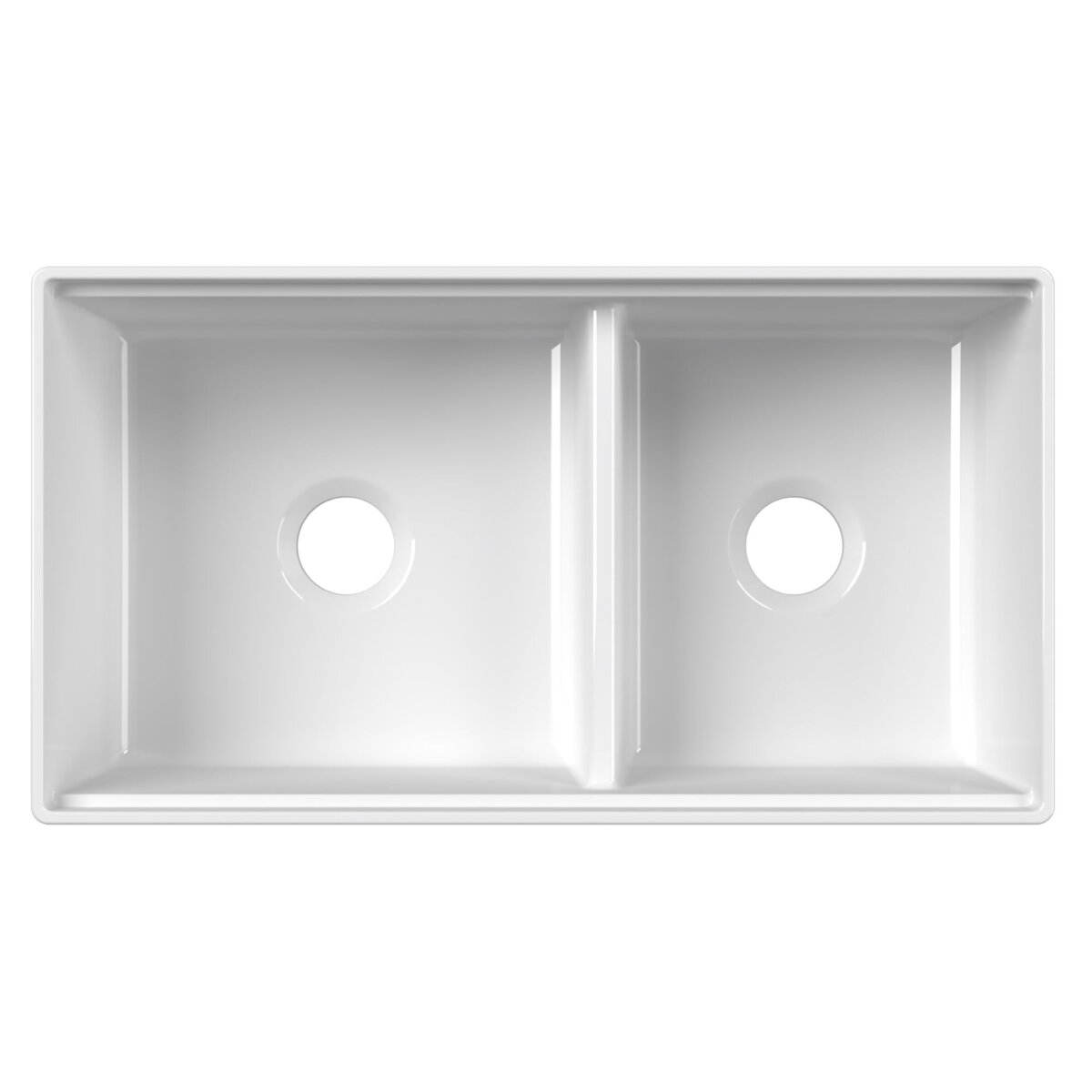 Ruvati Fiore 33" Fireclay Workstation Farmhouse Sink, 60/40 Double Bowl, White, RVL2382WH