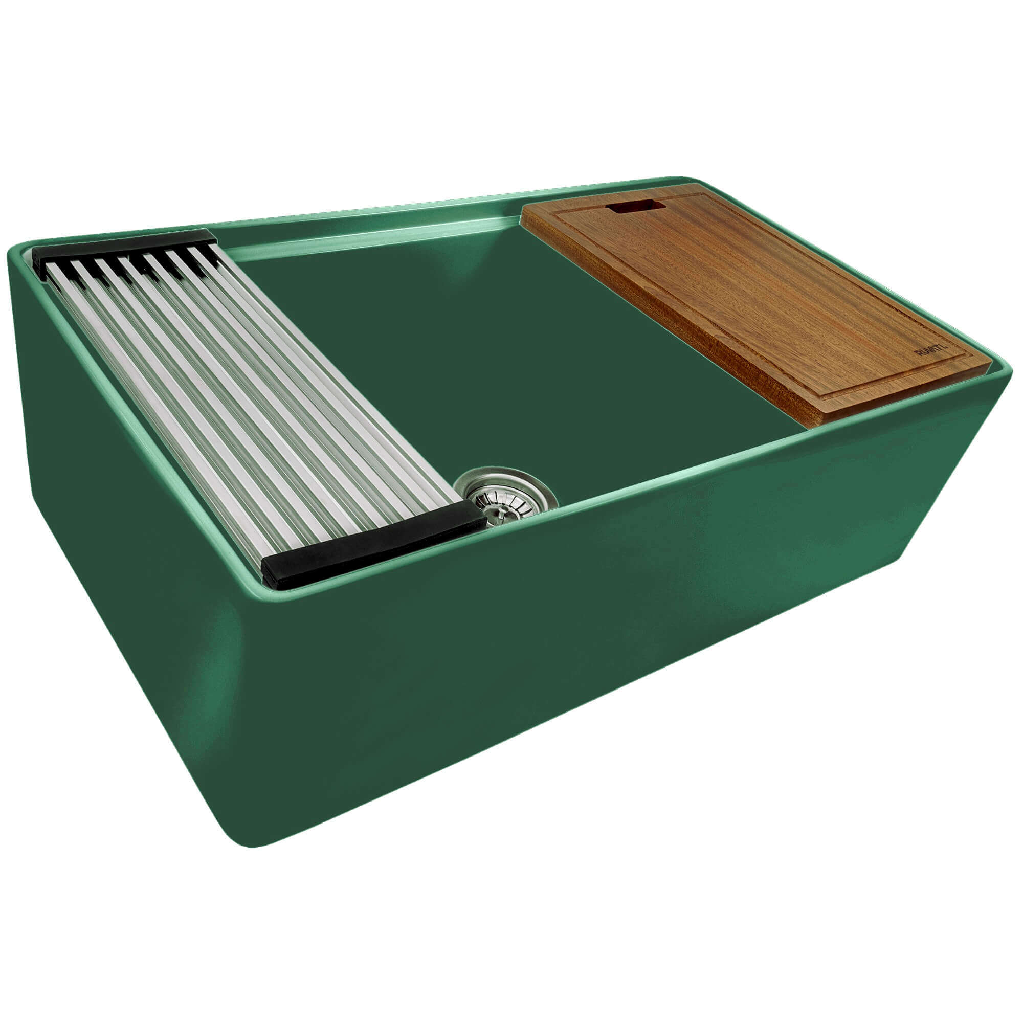 Alternative View of Ruvati Fiore 33 inch Fireclay Workstation Emerald Green Farmhouse Kitchen Sink Apron Front Single Bowl, RVL2387EG