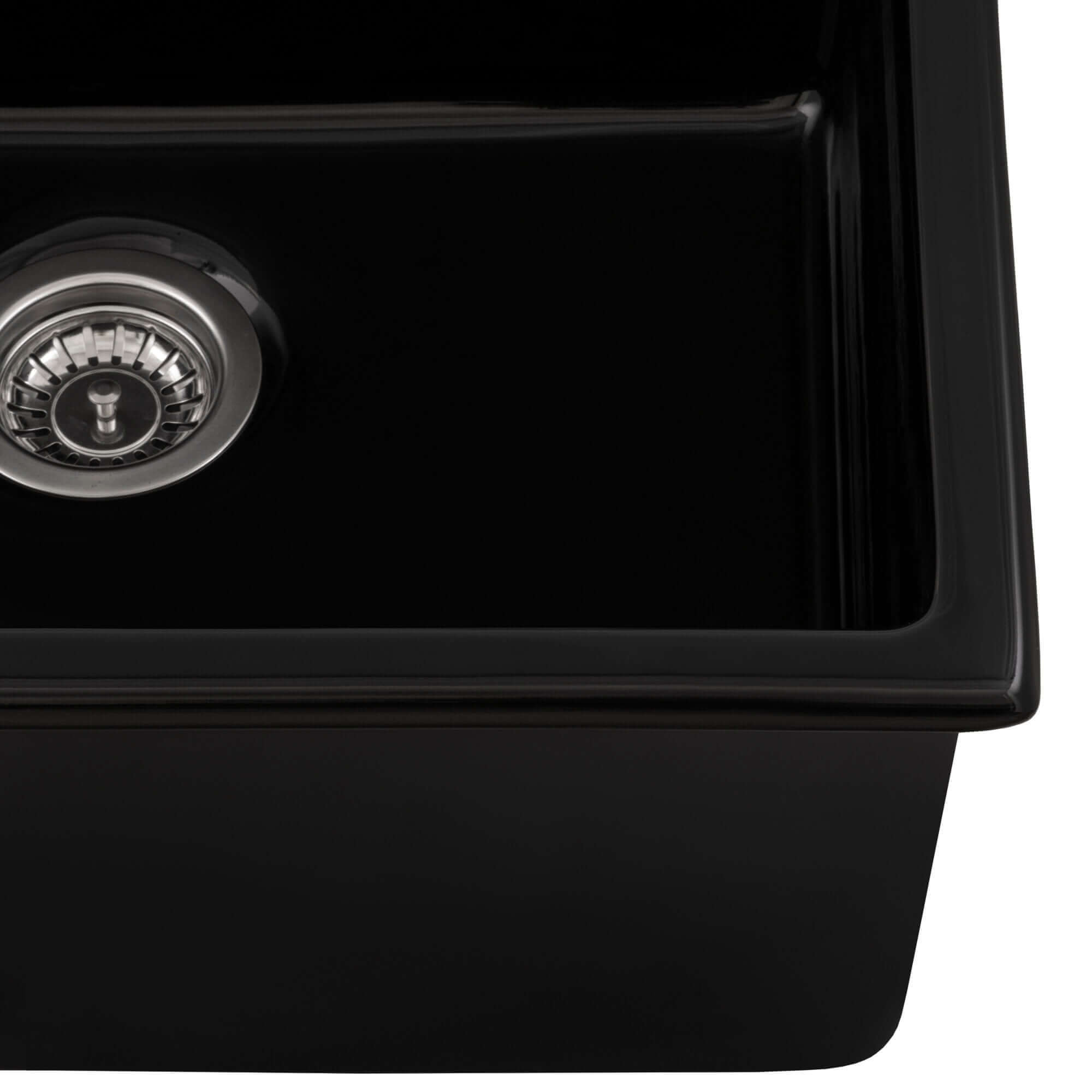 Alternate Image for Ruvati Fiamma 24-inch Fireclay Undermount / Drop-in Topmount Kitchen Sink Single Bowl, Glossy Black, RVL2420BK