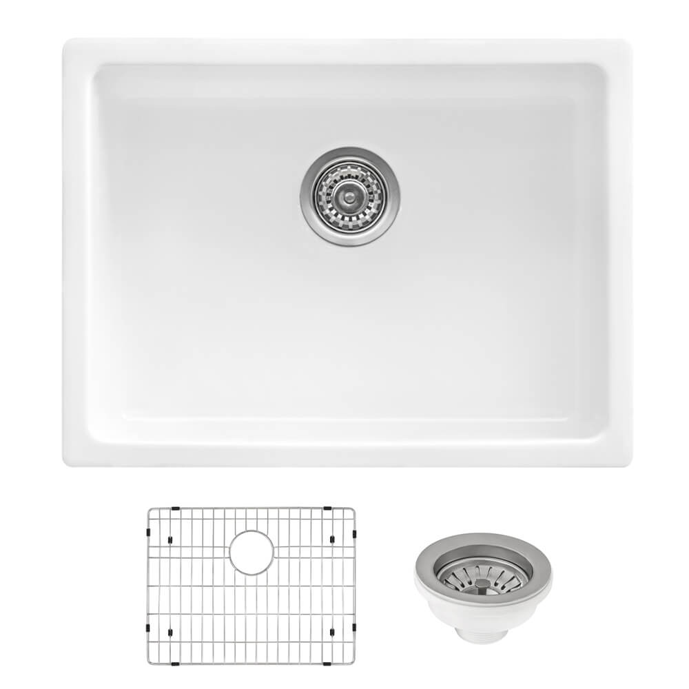 Alternate Image for Ruvati Fiamma 24" Undermount Fireclay Kitchen Sink, White, RVL2420WH