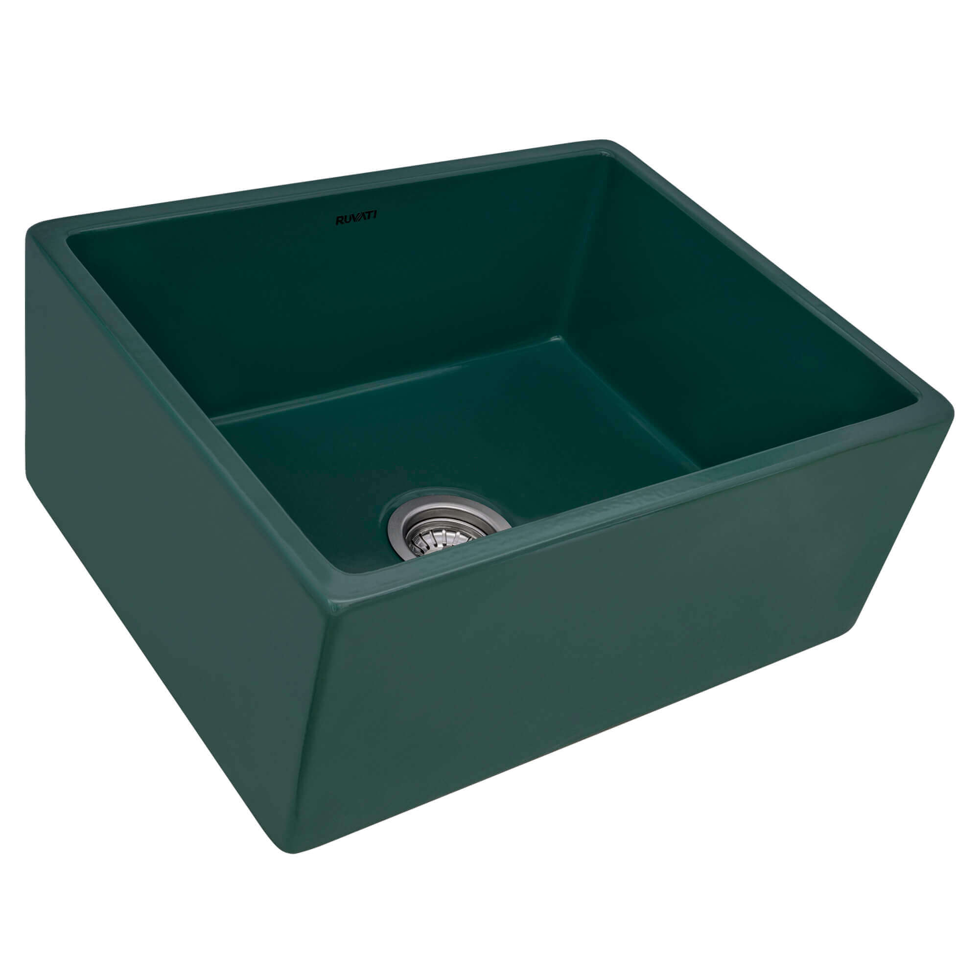 Alternative View of Ruvati Fiamma 23-inch Fireclay Farmhouse Kitchen Laundry Utility Sink Single Bowl, Emerald Green, RVL2468EG