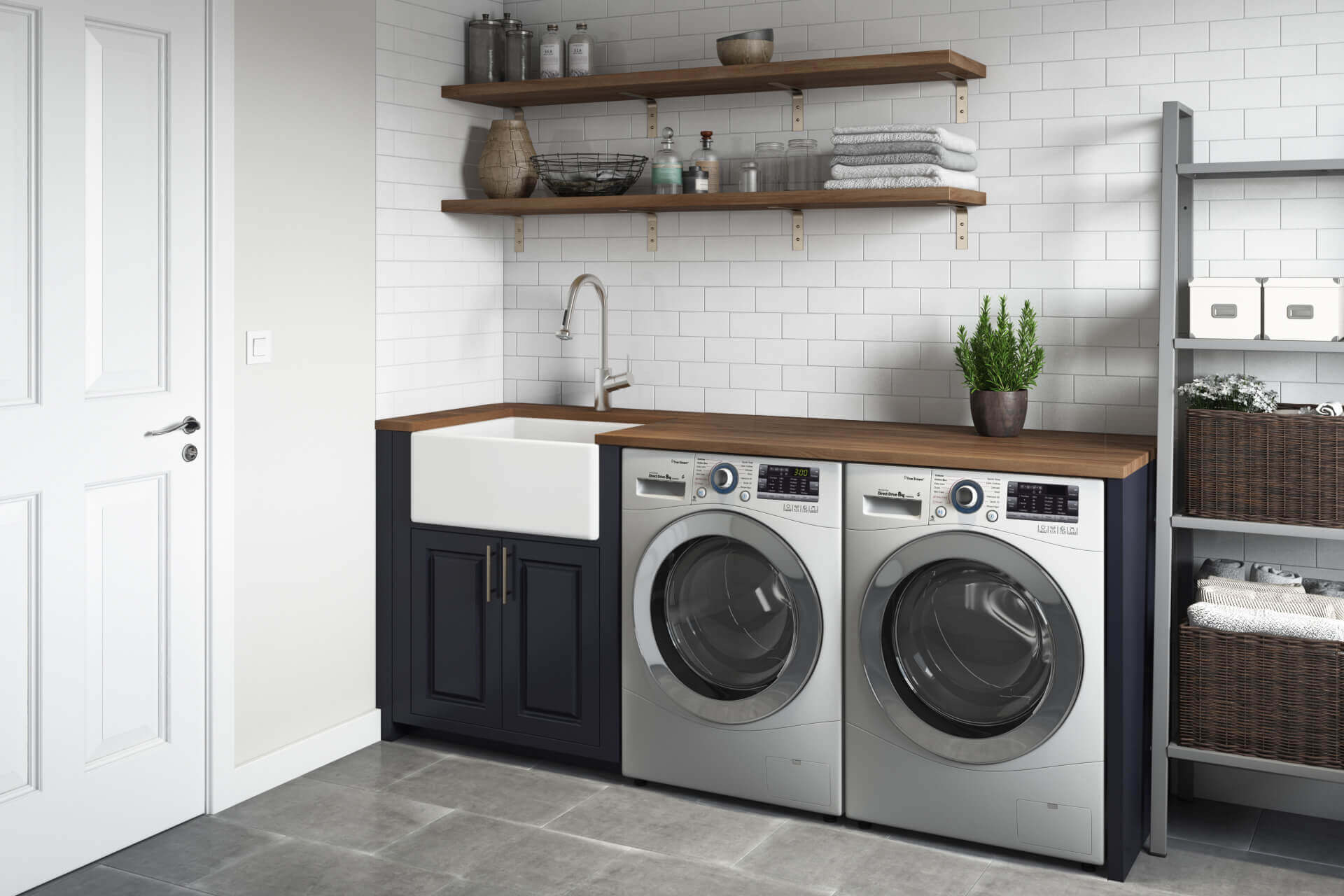 Alternate Image for Ruvati 23-inch Fireclay Farmhouse Kitchen Laundry Utility Sink Single Bowl - White, RVL2468WH