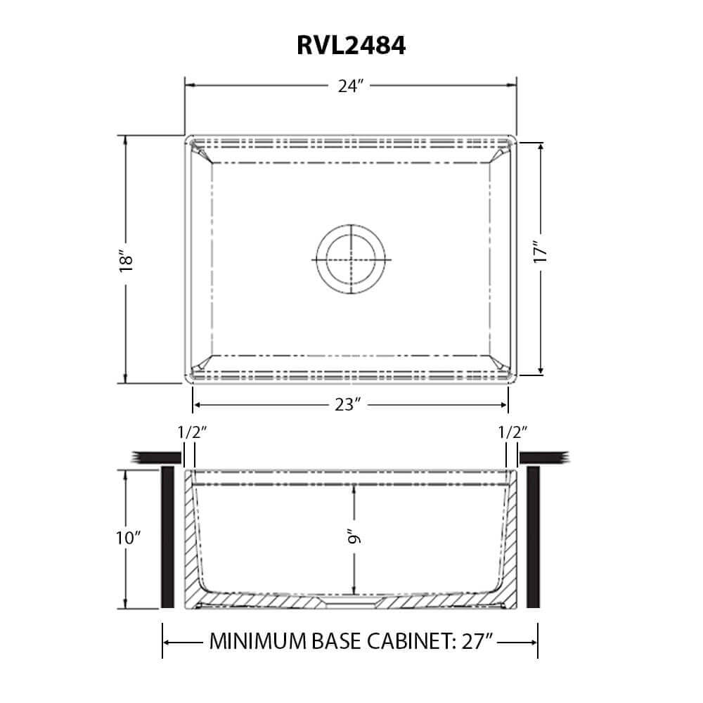 Ruvati Fiore 24" Fireclay Workstation Farmhouse Sink, White, RVL2484WH Product Image