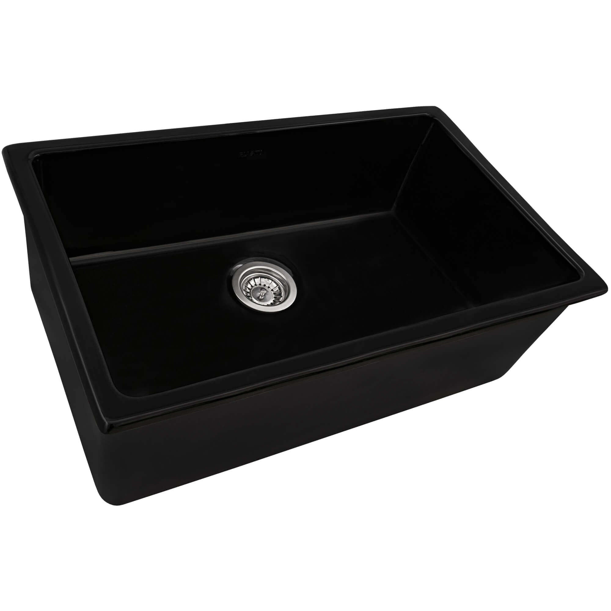 Alternate Image for Ruvati Fiamma 27-inch Fireclay Undermount / Drop-in Topmount Kitchen Sink Single Bowl, Black, RVL2707BK