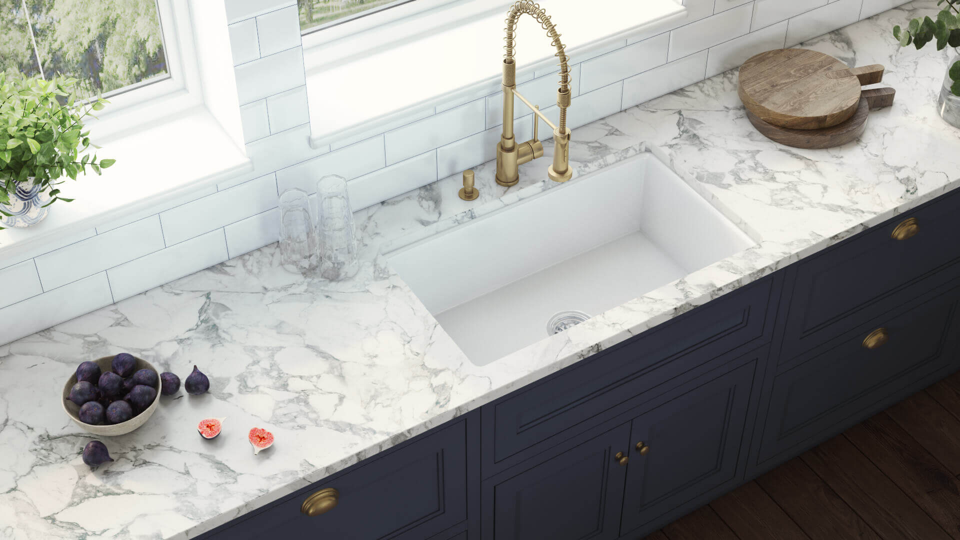 Alternate Image for Ruvati Fiamma 27-inch Fireclay Undermount / Drop-in Topmount Kitchen Sink Single Bowl, White, RVL2707WH