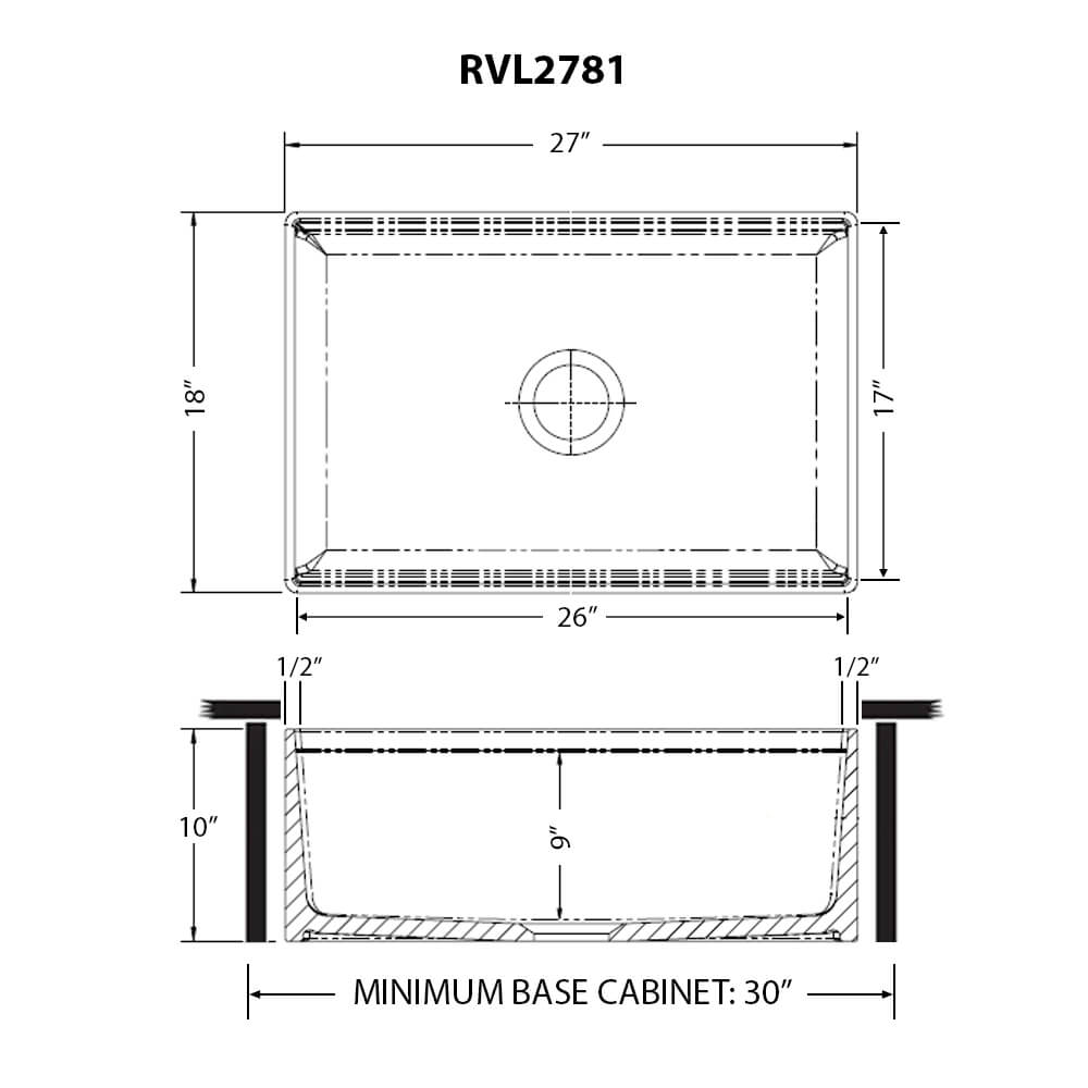 Ruvati Fiore 27" Fireclay Workstation Farmhouse Sink, White, RVL2781WH Product Image