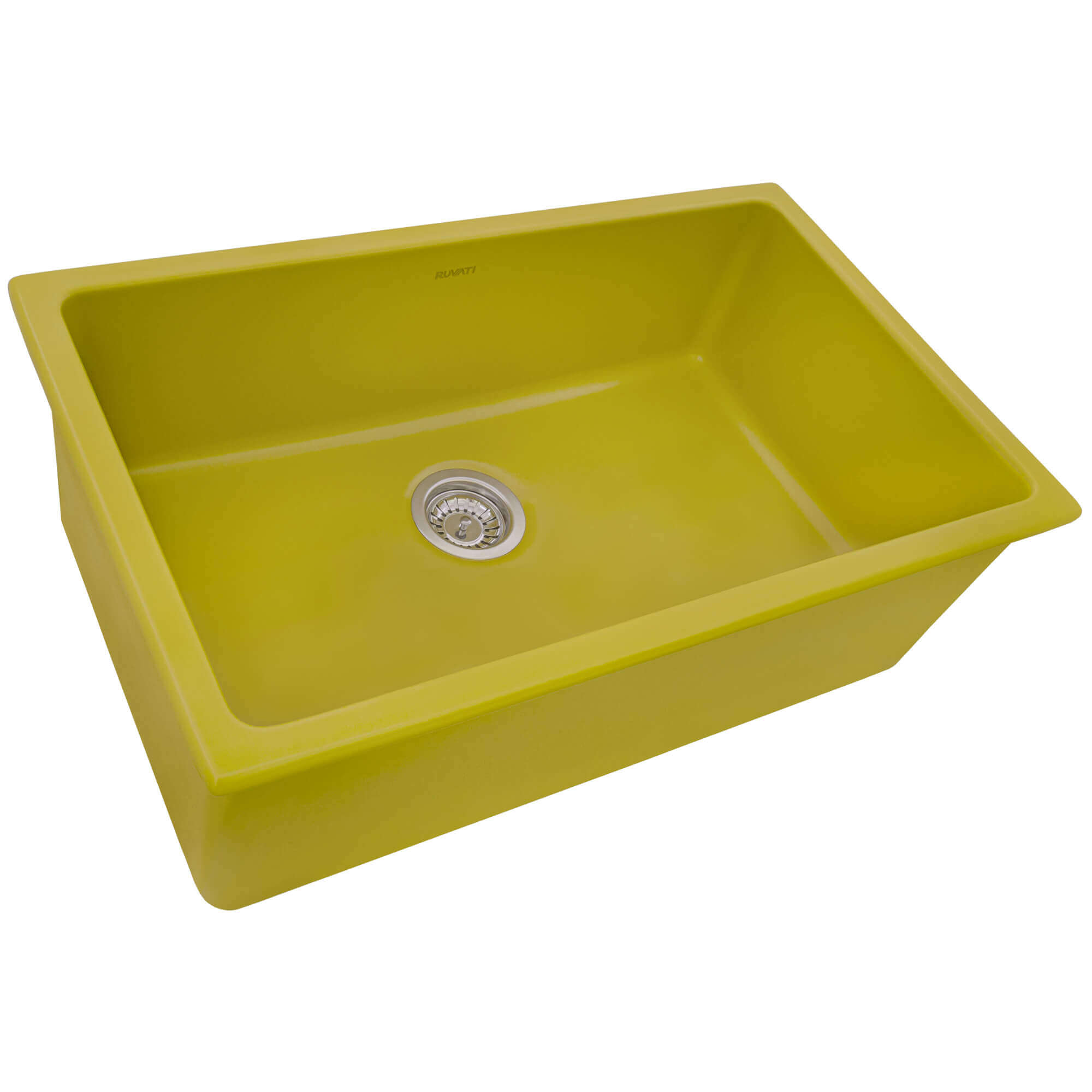 Alternate Image for Ruvati Fiamma 30-inch Fireclay Undermount / Drop-in Topmount Kitchen Sink Single Bowl, Yellow, Tuscan Yellow, RVL3030YL