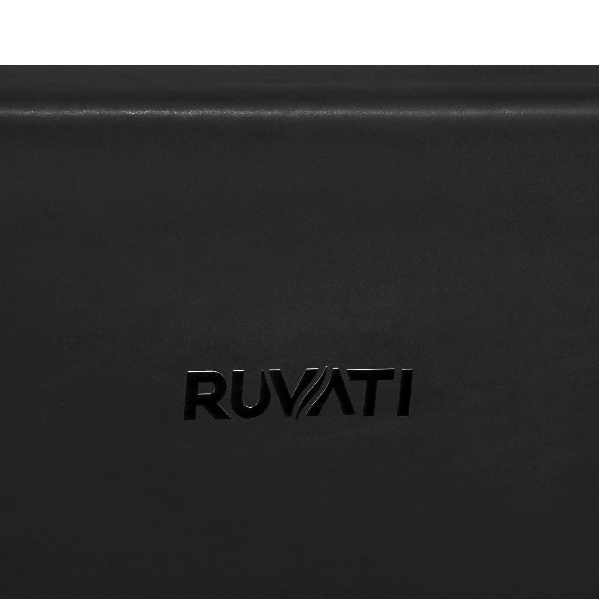 Alternate Image for Ruvati Fiamma 30" Fireclay Farmhouse Sink, Matte Black and Brushed Gold, RVL4018GRG