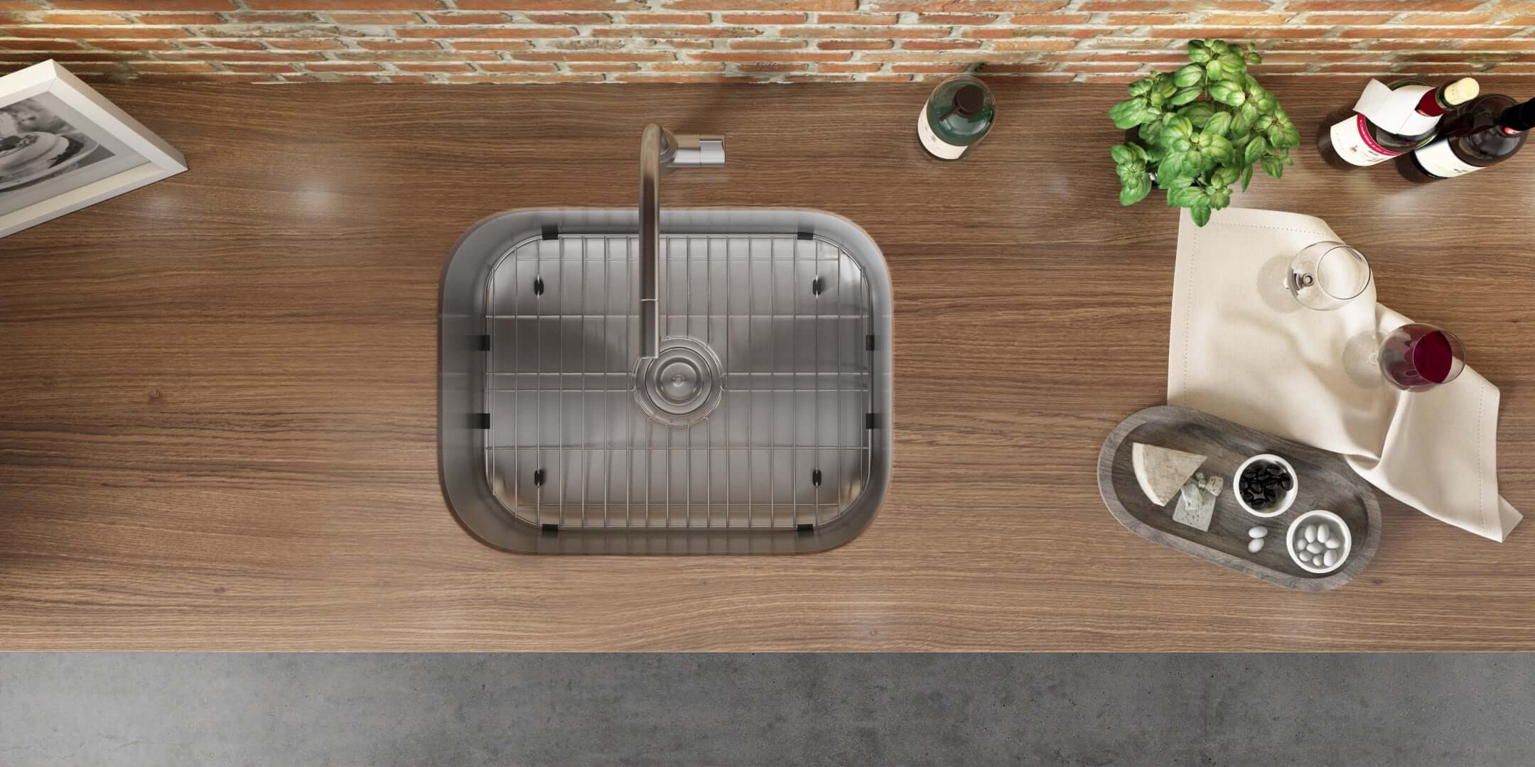 Alternate Image for Ruvati Parmi 23" Undermount Stainless Steel Kitchen Sink, 16 Gauge, RVM4132