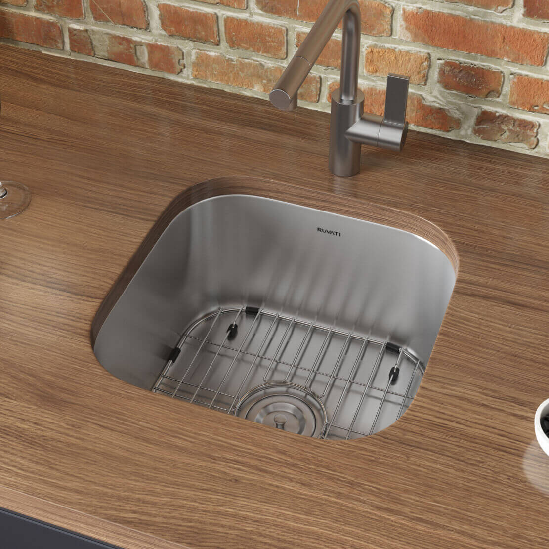 Alternate Image for Ruvati Parmi 16" Undermount Square Stainless Steel Bar/Prep Sink, 16 Gauge, RVM4138