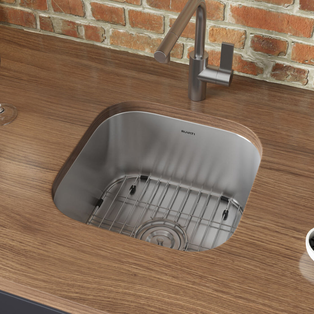 Ruvati Parmi 16" Undermount Square Stainless Steel Bar/Prep Sink, 16 Gauge, RVM4138