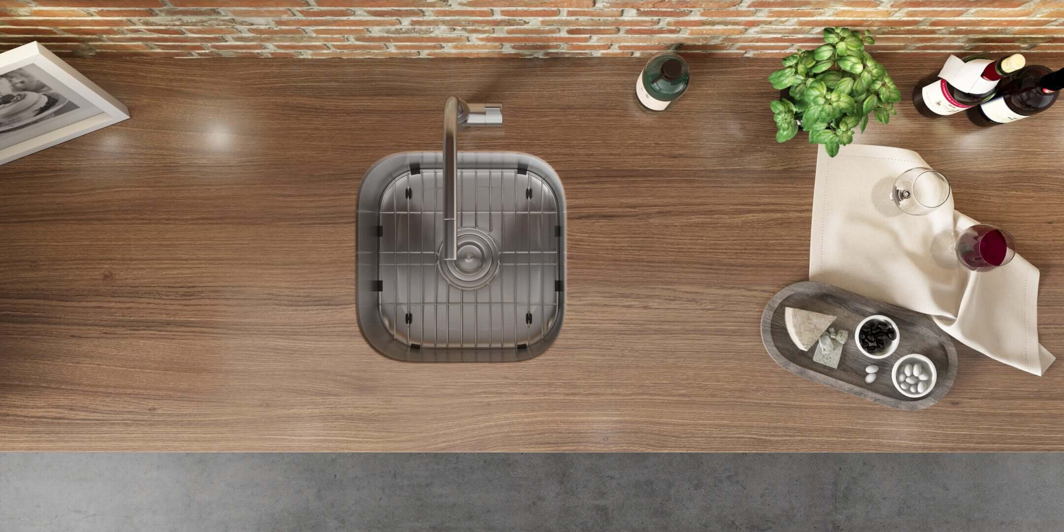 Alternate Image for Ruvati Parmi 16" Undermount Square Stainless Steel Bar/Prep Sink, 16 Gauge, RVM4138