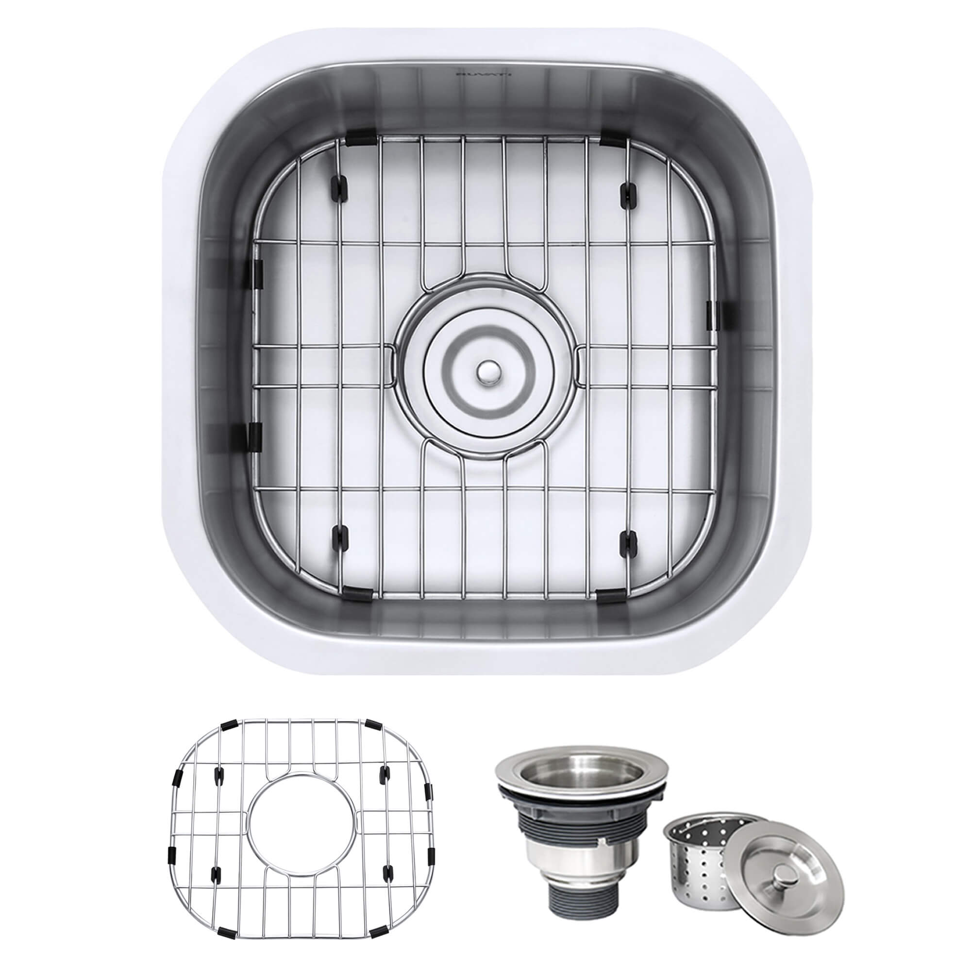 Alternative View of Ruvati Parmi 16" Undermount Square Stainless Steel Bar/Prep Sink, 16 Gauge, RVM4138