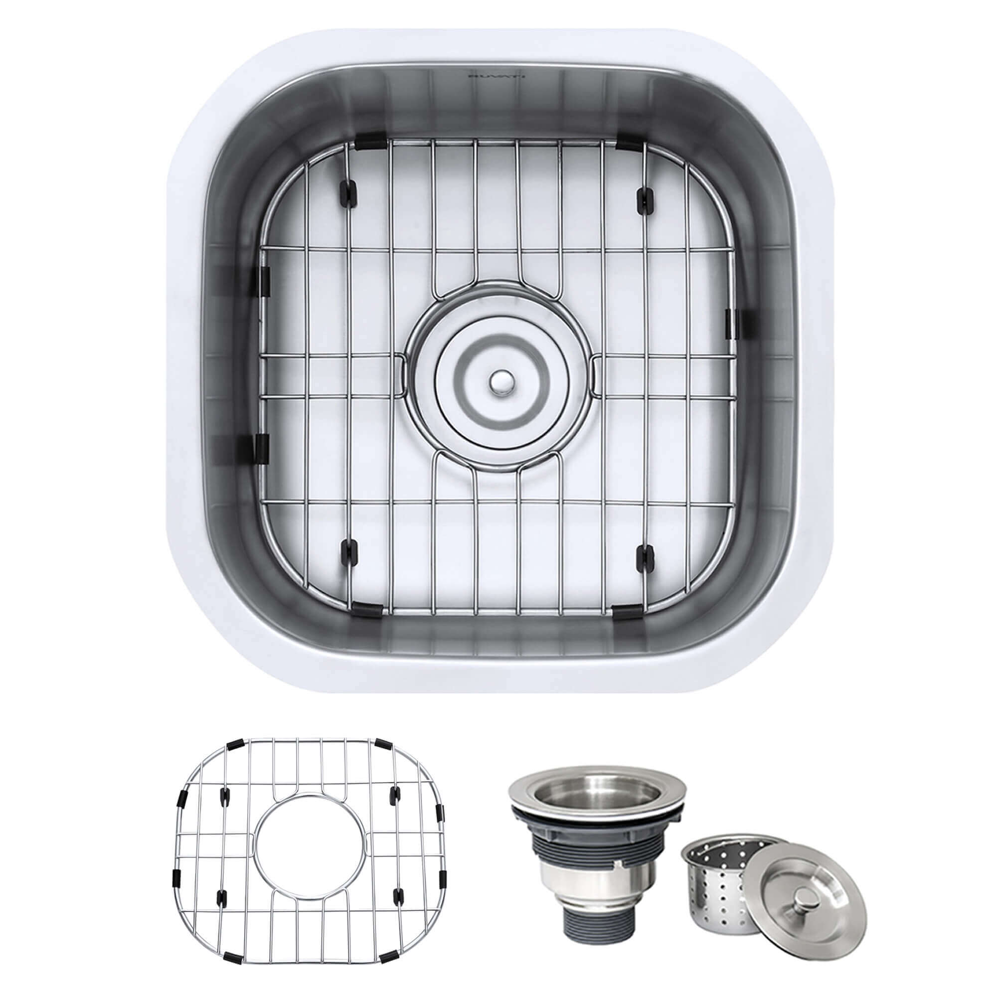 Alternate Image for Ruvati Parmi 16" Undermount Square Stainless Steel Bar/Prep Sink, 16 Gauge, RVM4138